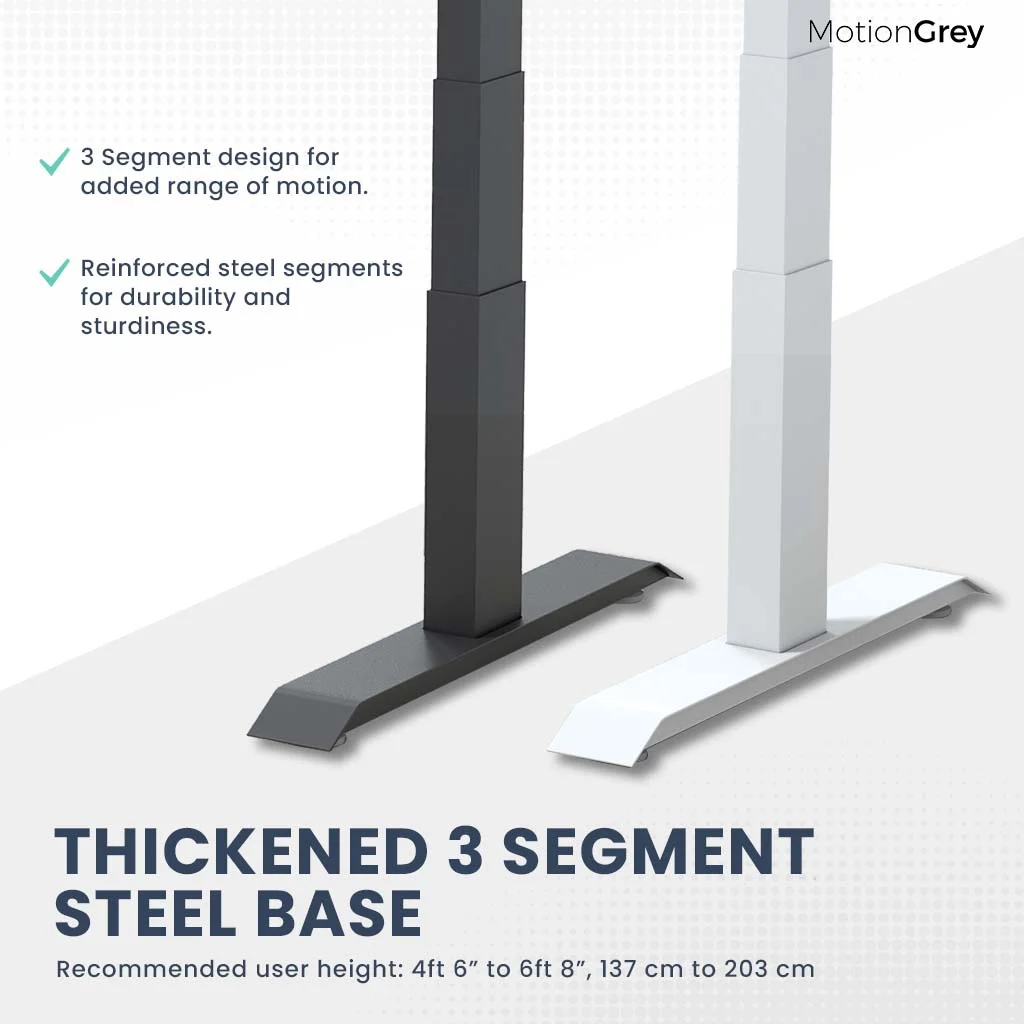 MotionGrey Height Adjustable German Electric Dual Motors Sit to Stand Computer Home and Office Standing Desk Riser - White Frame