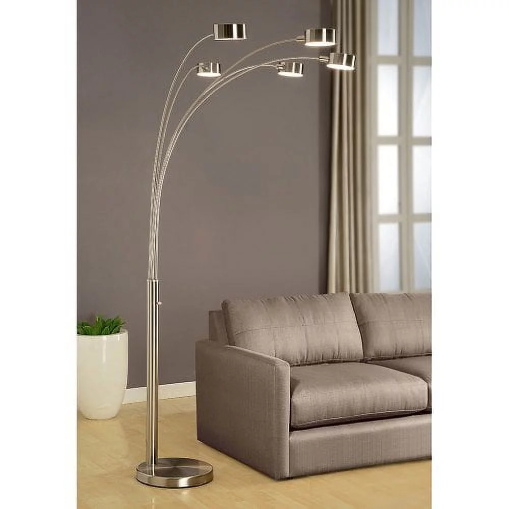 Artiva USA Micah - Modern & Stylish - 5 Arc Brushed Steel Floor Lamp w/ Dimmer Switch, 360 Degree Rotatable Shades - Dim Opt