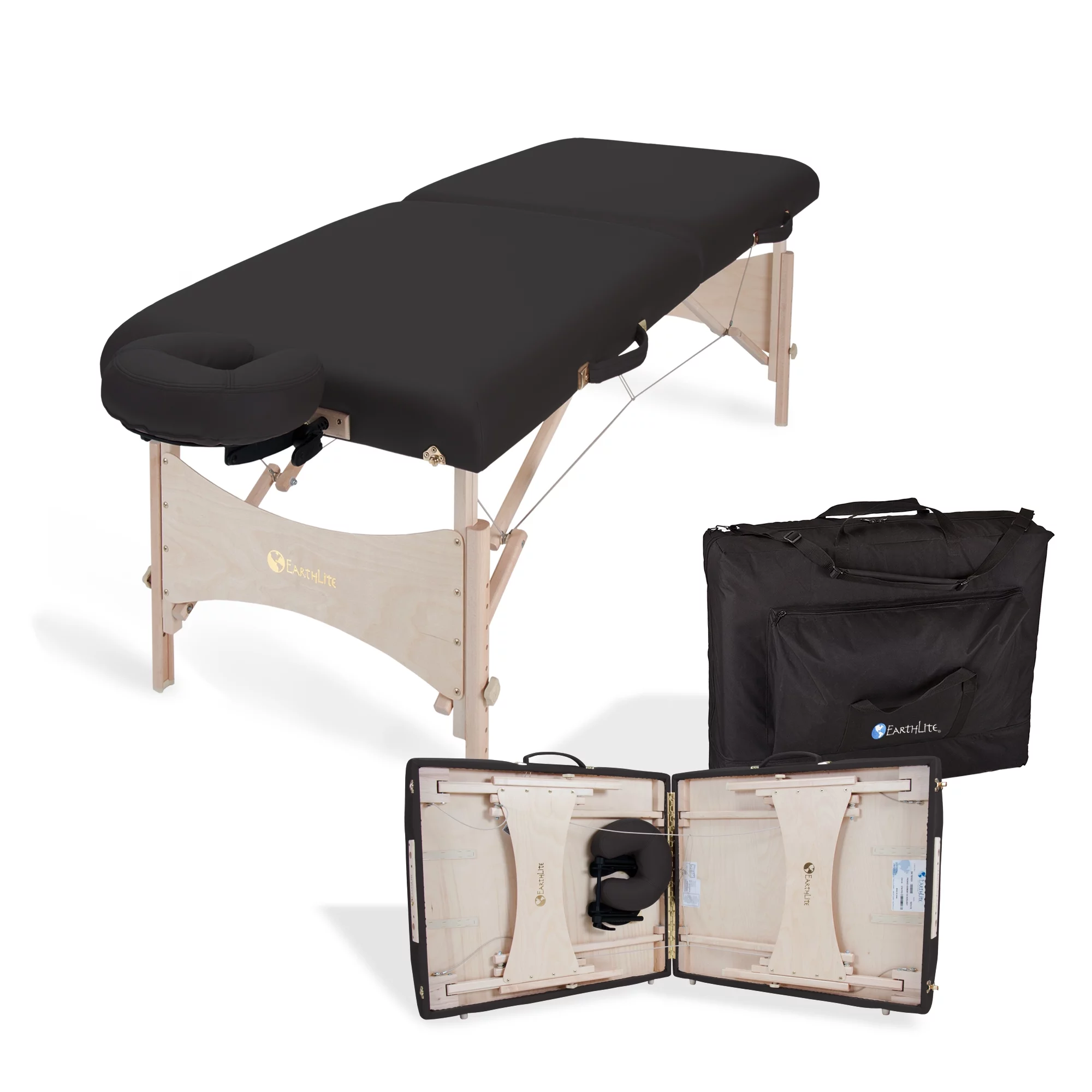 EARTHLITE Harmony DX Portable Massage Table Package Deluxe Adjustable Headrest, Hard Maple, Aircraft Quality, up to 600lbs
