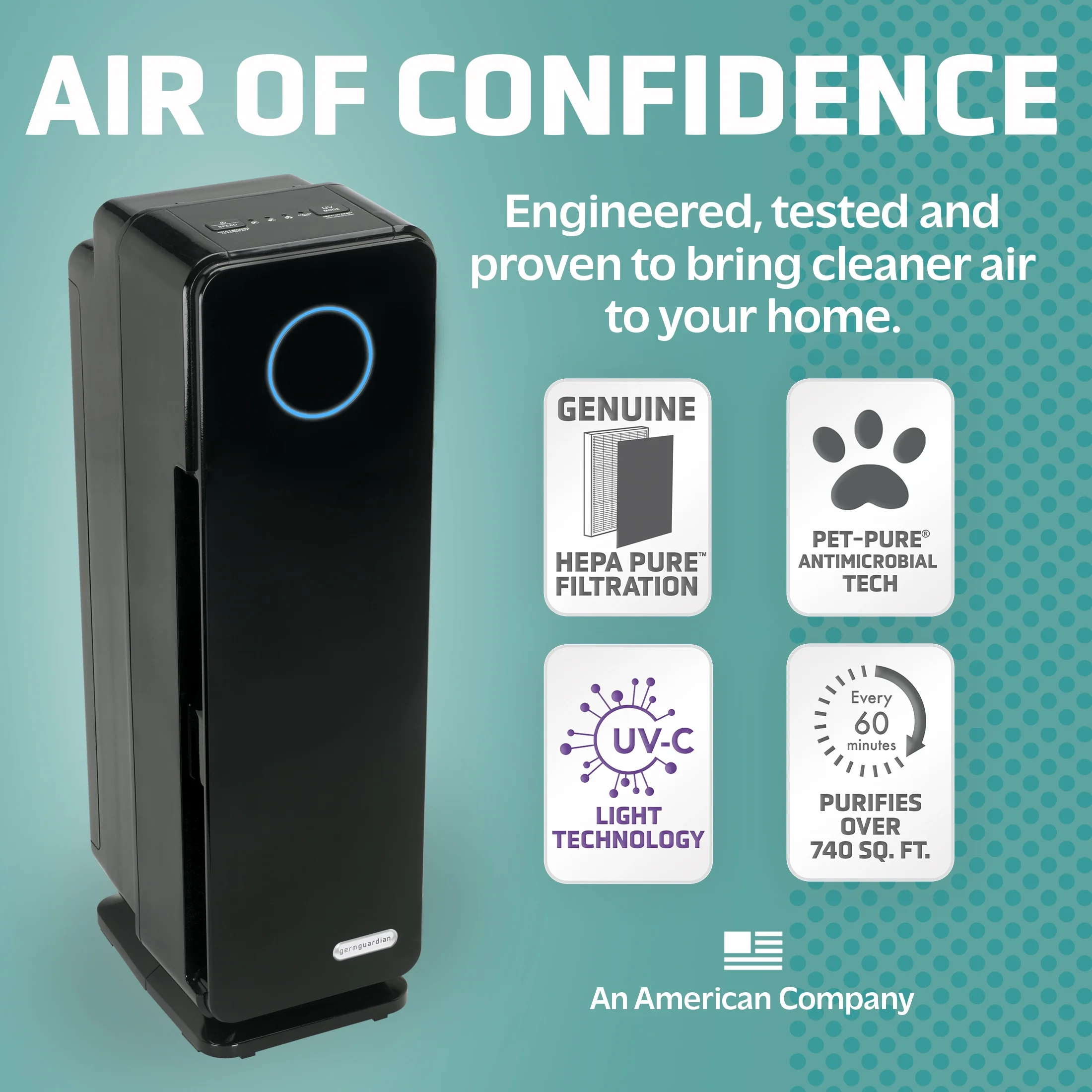 GermGuardian Air Purifier with HEPA Filter, UV-C, Removes, Odors, Mold, 743 Sq. ft., AC4300BPTCA