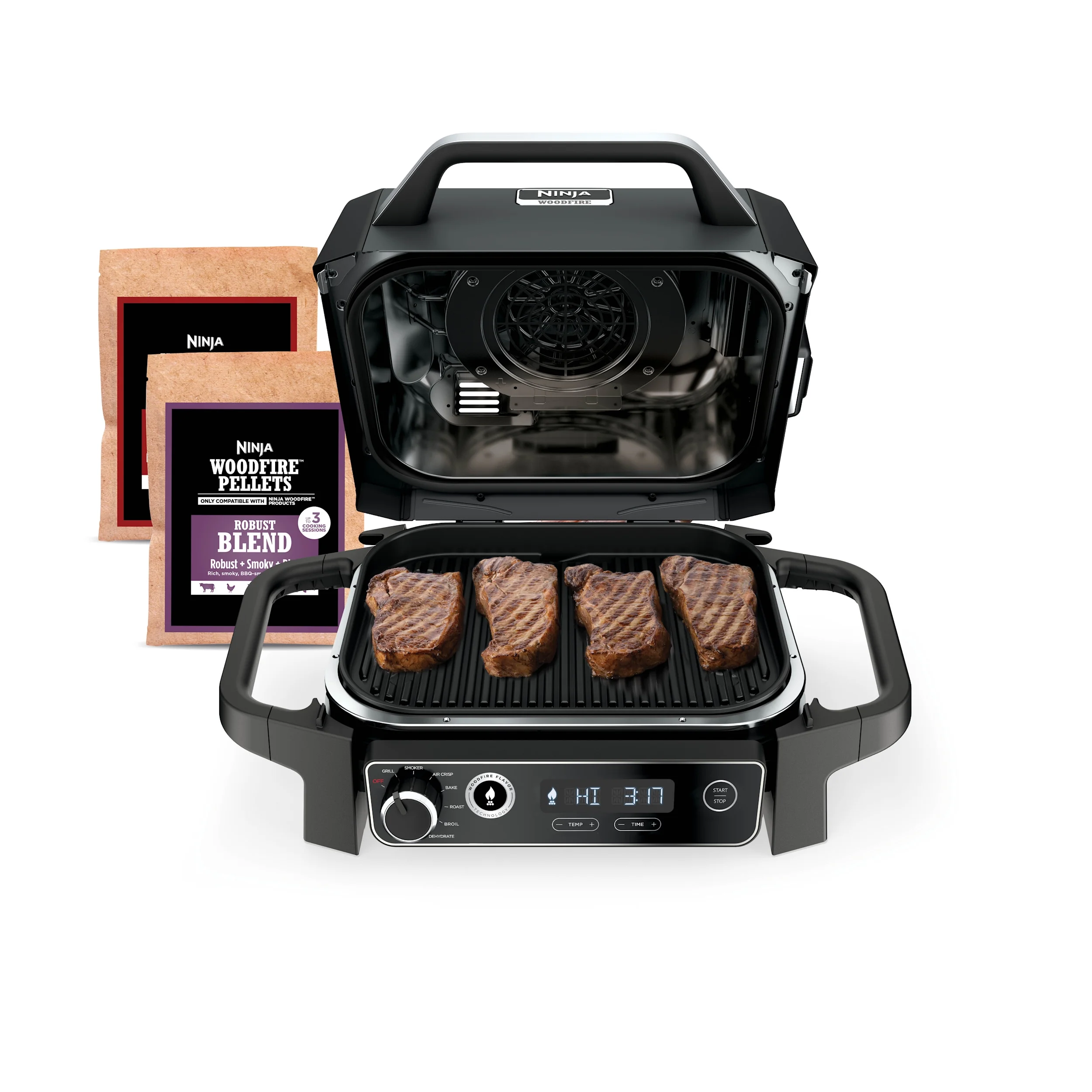 Ninja Woodfire Outdoor Grill & Smoker, 7-in-1 Master Grill, BBQ Smoker and Air Fryer with Woodfire Technology