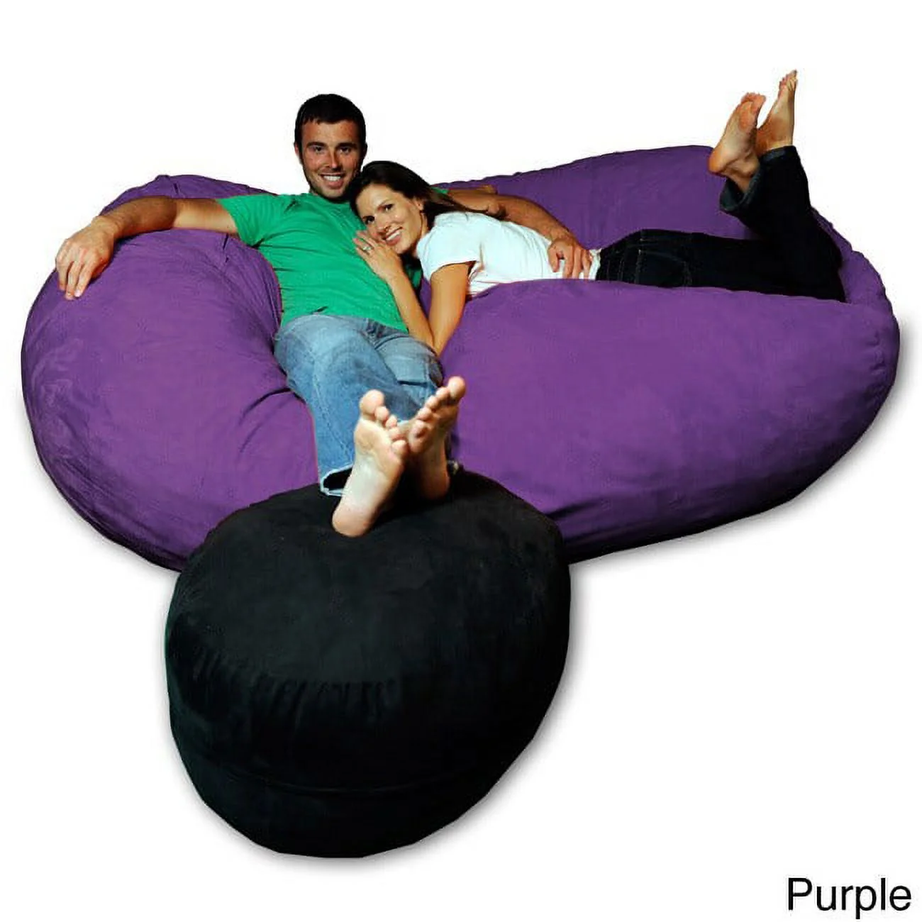 Theater Sacks LLC 7.5-foot Soft Memory Foam Micro Suede Beanbag Chair Lounger Purple Micro Suede