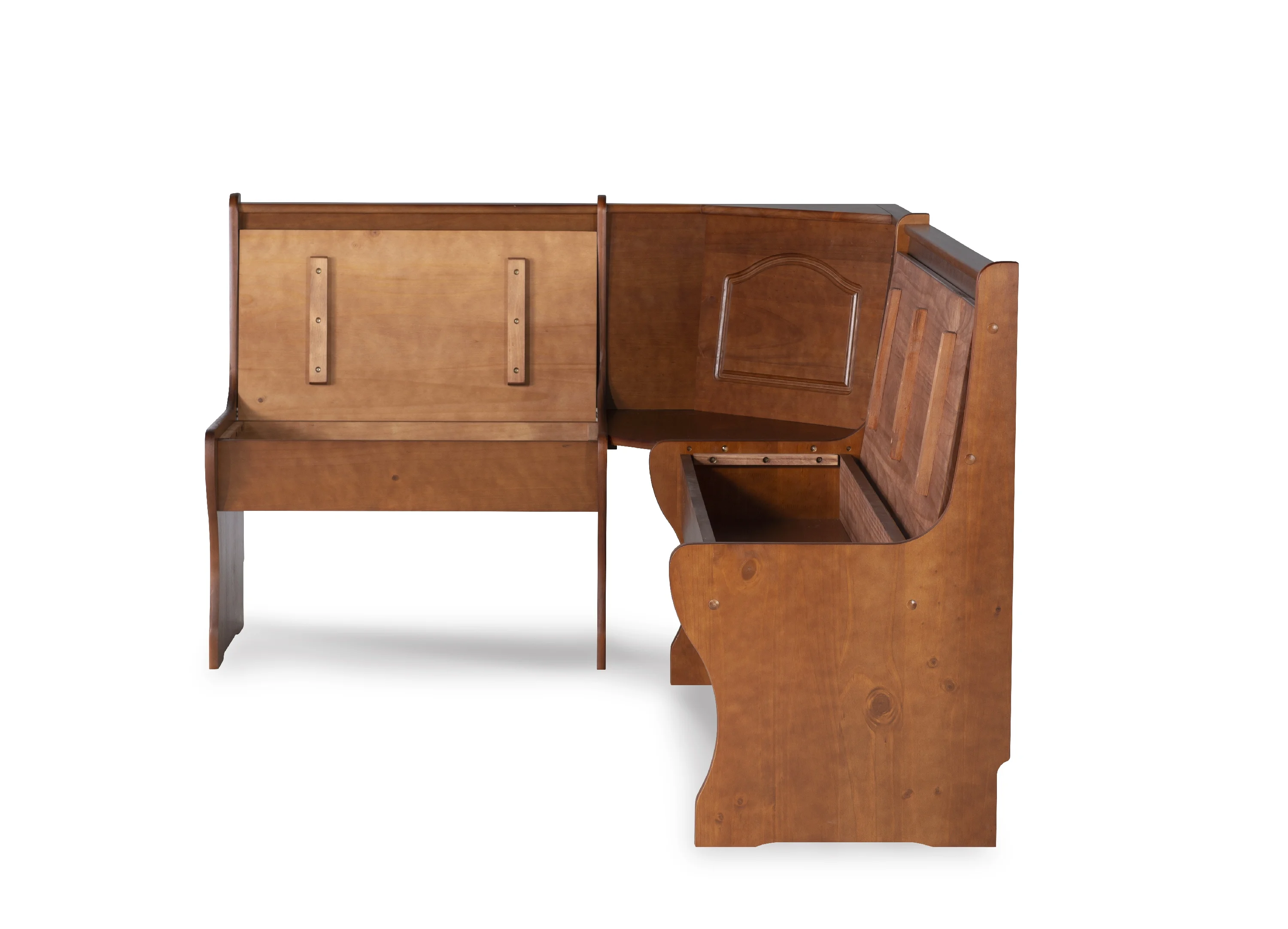Linon Chelsea Wood Dining Breakfast Nook Corner Unit with Storage, Walnut Finish (Table sold separately)