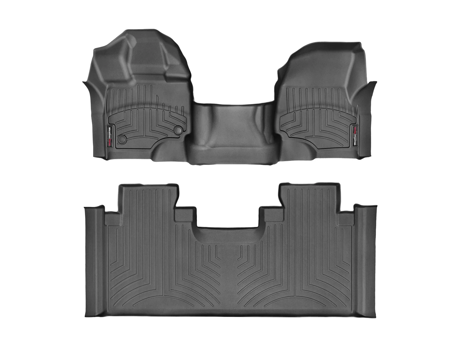 WeatherTech Custom Fit FloorLiners compatible with 2021-2024 Ford F-150 - 1st Row Over-The-Hump & 2nd Row, Black