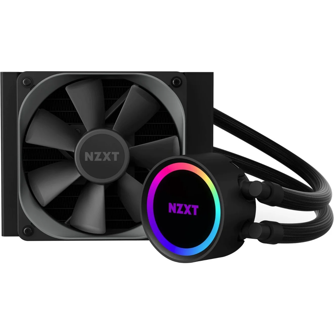 NZXT Kraken 120 - RL-KR120-B1 - AIO RGB CPU Liquid Cooler - Quiet and Effective - Silent Operation - Ring RGB LEDs - AER P 120mm Radiator Fans (Included)