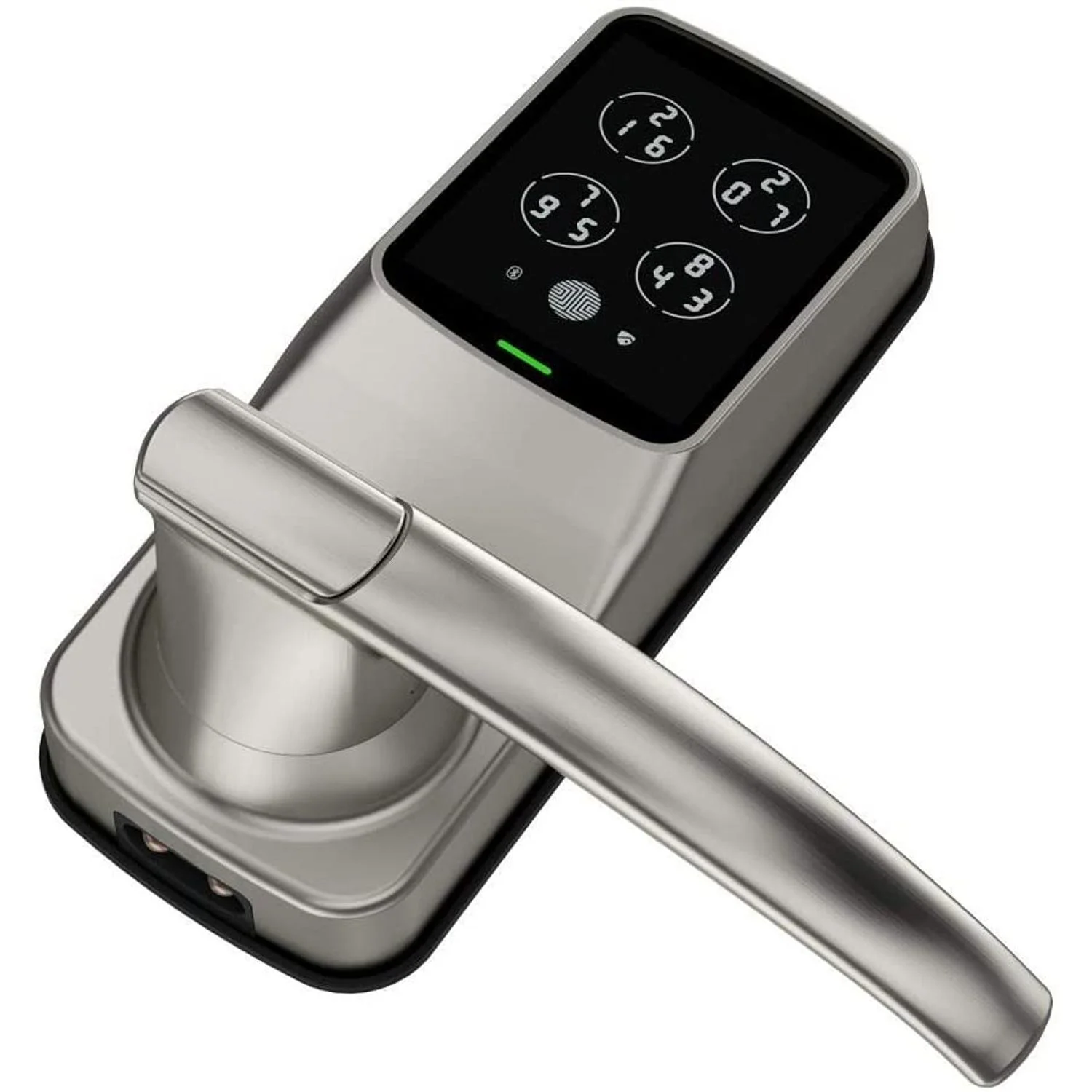 LOCKLY Model-S Satin Nickel Smart Touchscreen Keypad Door Latch Lock with Bluetooth