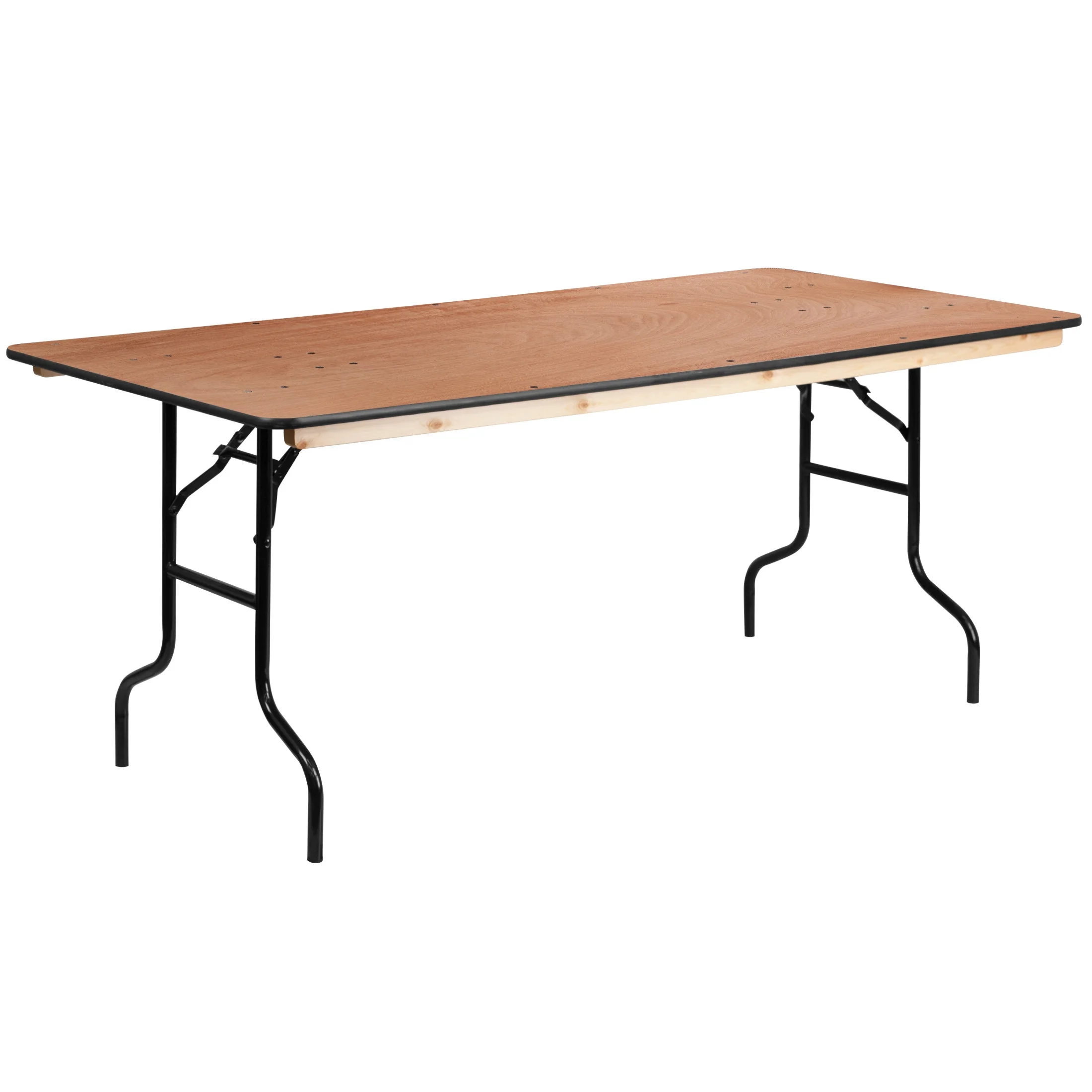 Flash Furniture Fielder 6' Rectangular All-Occasion Wood Folding Event Table, Natural/Black
