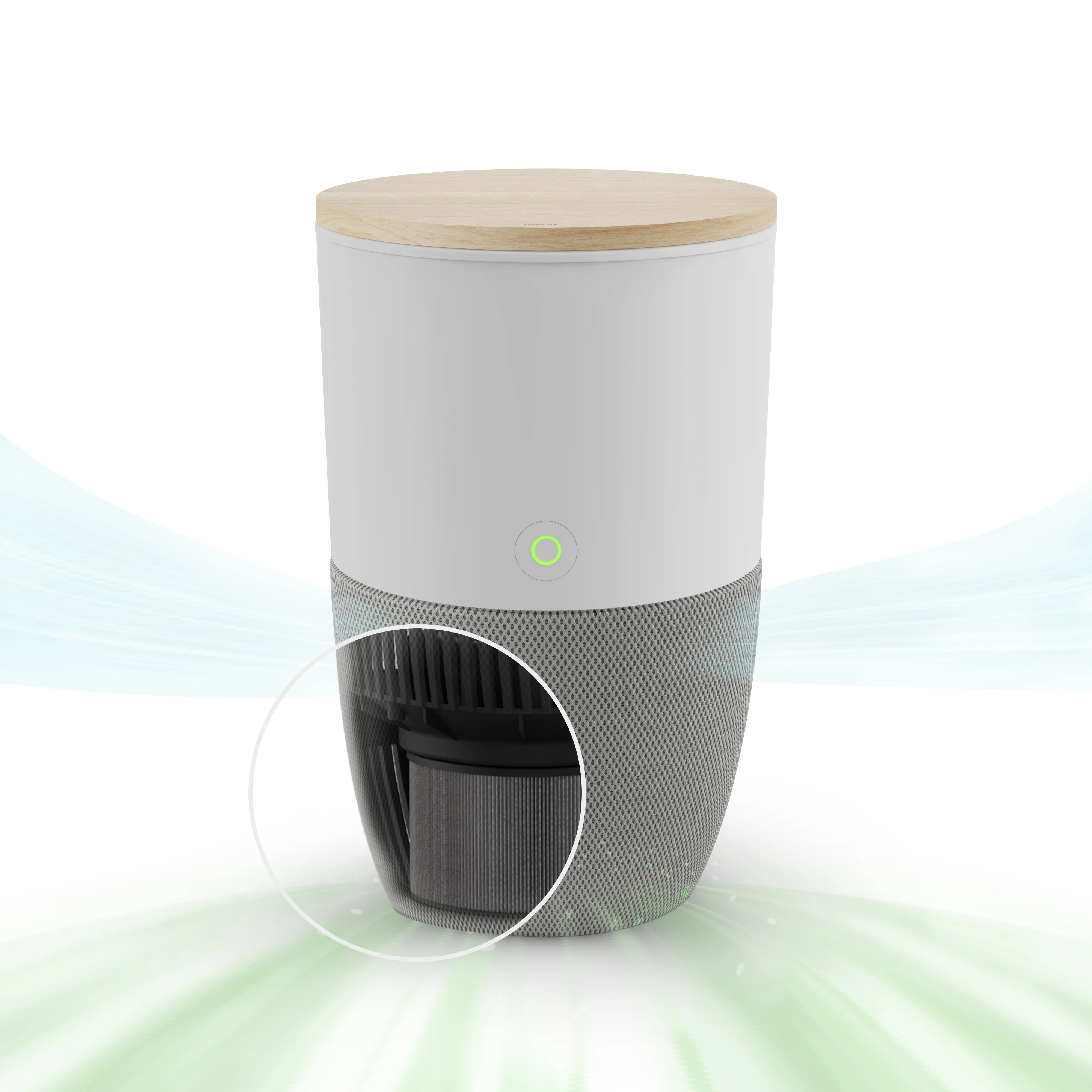 Dupray Bloom™ Air Purifier | Smart Medical-Grade HEPA-13 Air Filtration With Oak Accent Table