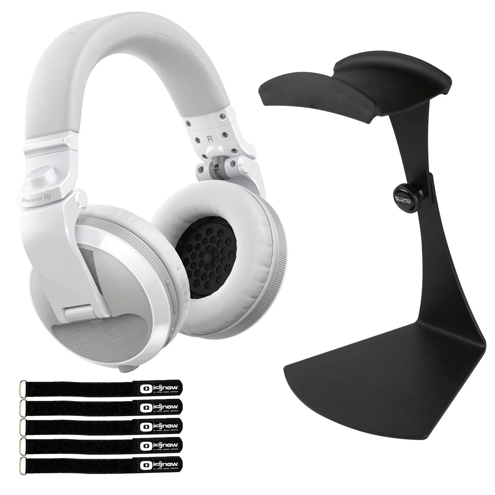 Pioneer DJ HDJ-X5BT White Bluetooth Wireless Headphones with Headphone Table Stand Package