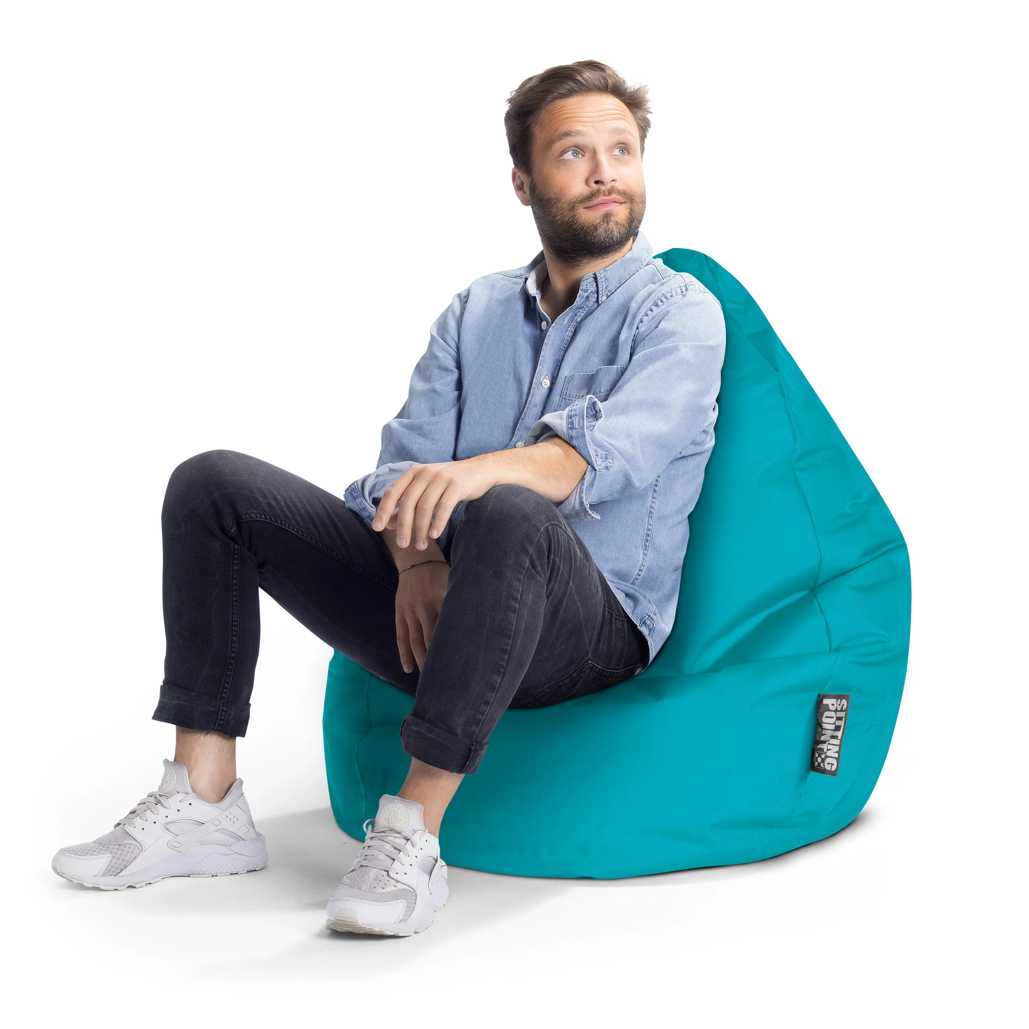 Gouchee Home Brava Collection Contemporary Polyester Upholstered Bean Bag Chair, Multiple Colors