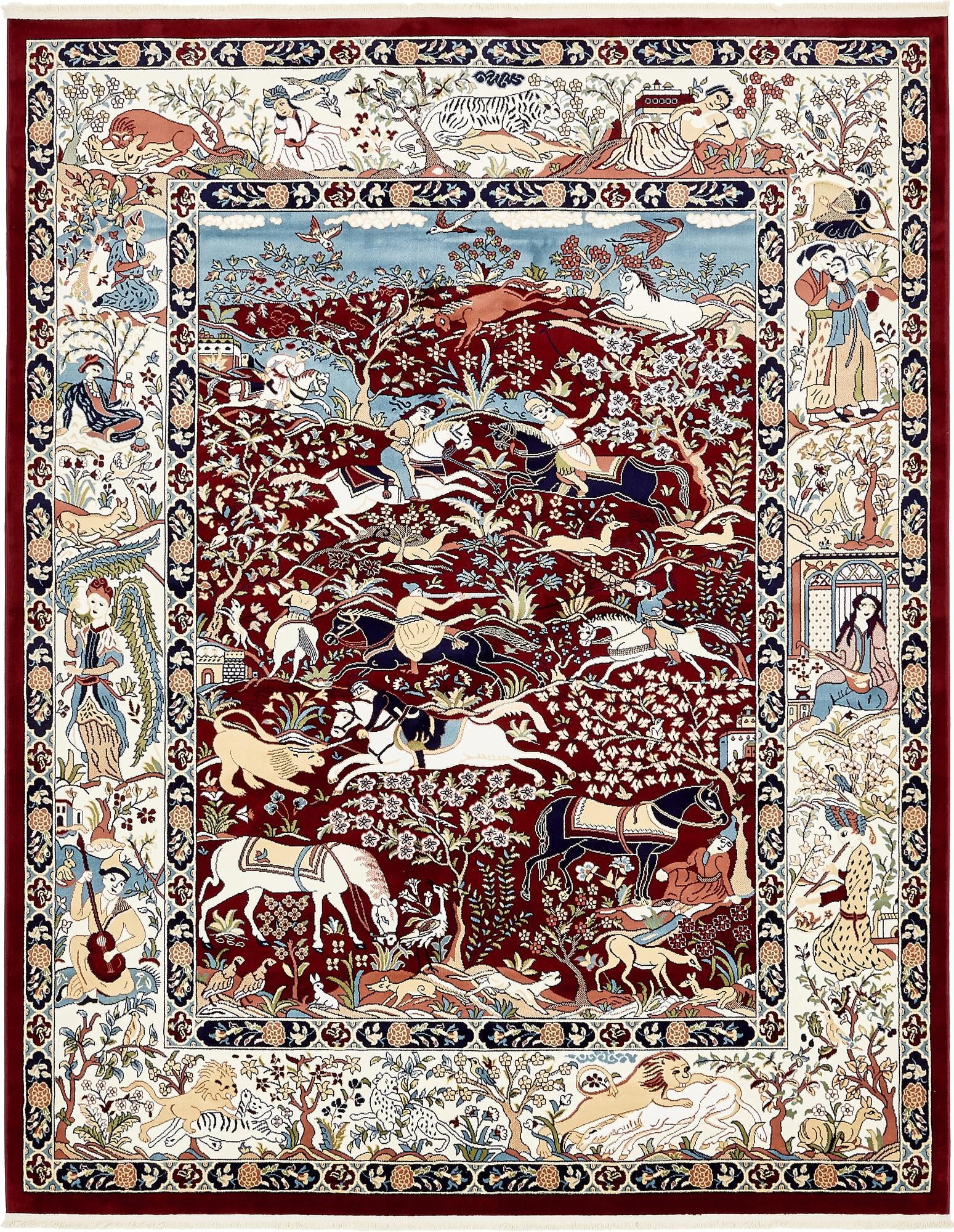 Rugs.com Rabia Collection Rug – 8' x 10' Burgundy Low Rug Perfect For Living Rooms, Large Dining Rooms, Open Floorplans