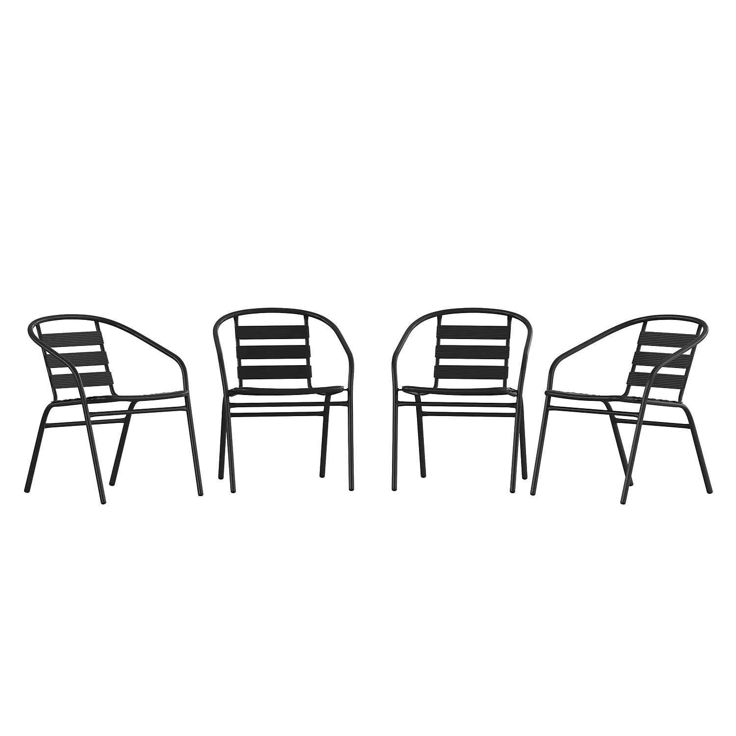 Flash Furniture Lila Metal Indoor-Outdoor Restaurant Stack Chairs Black 4/Pack (4TLH017WBK)