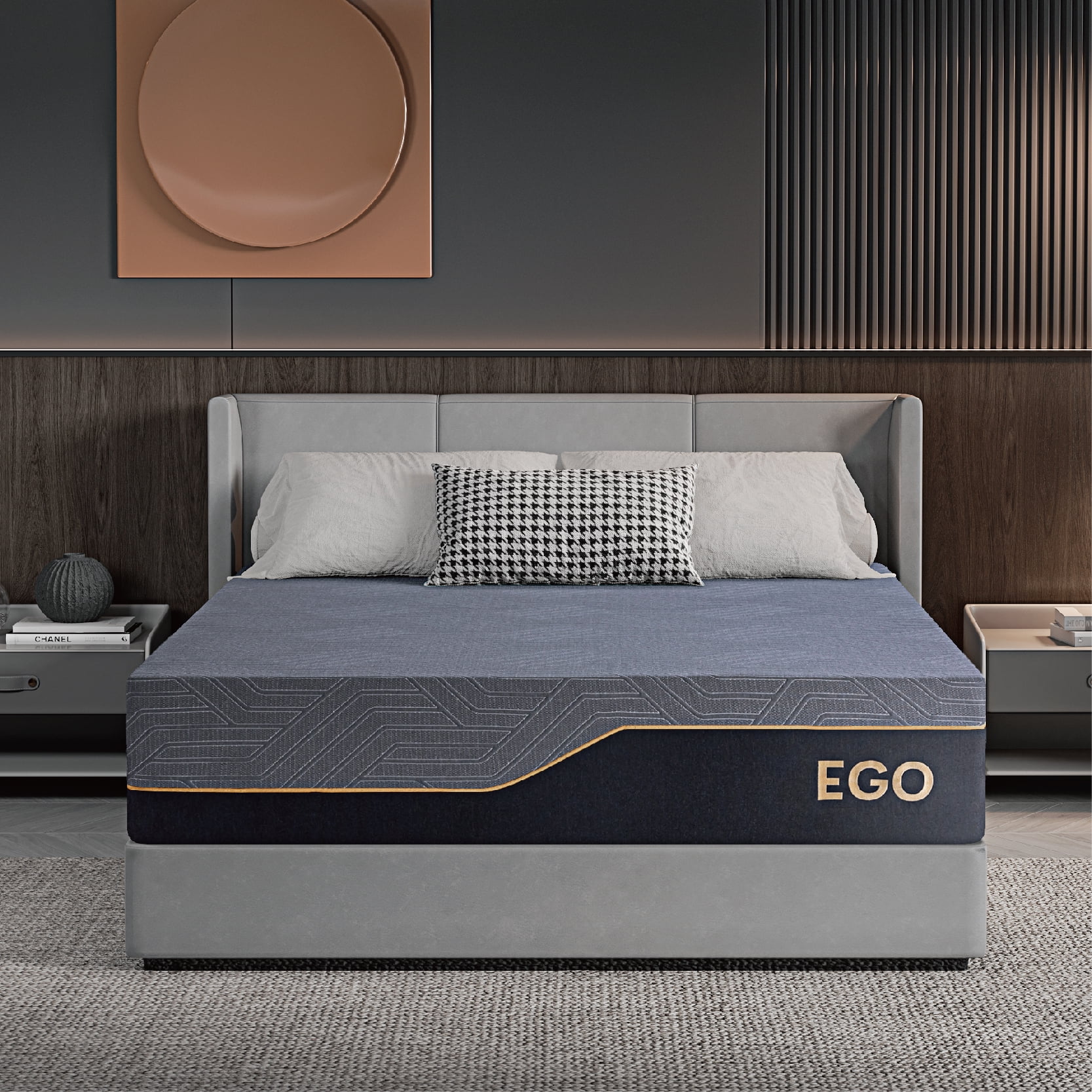 MLILY Ego Black 14 inch Twin XL Memory Foam Mattress, Gel Mattress in a Box, Medium