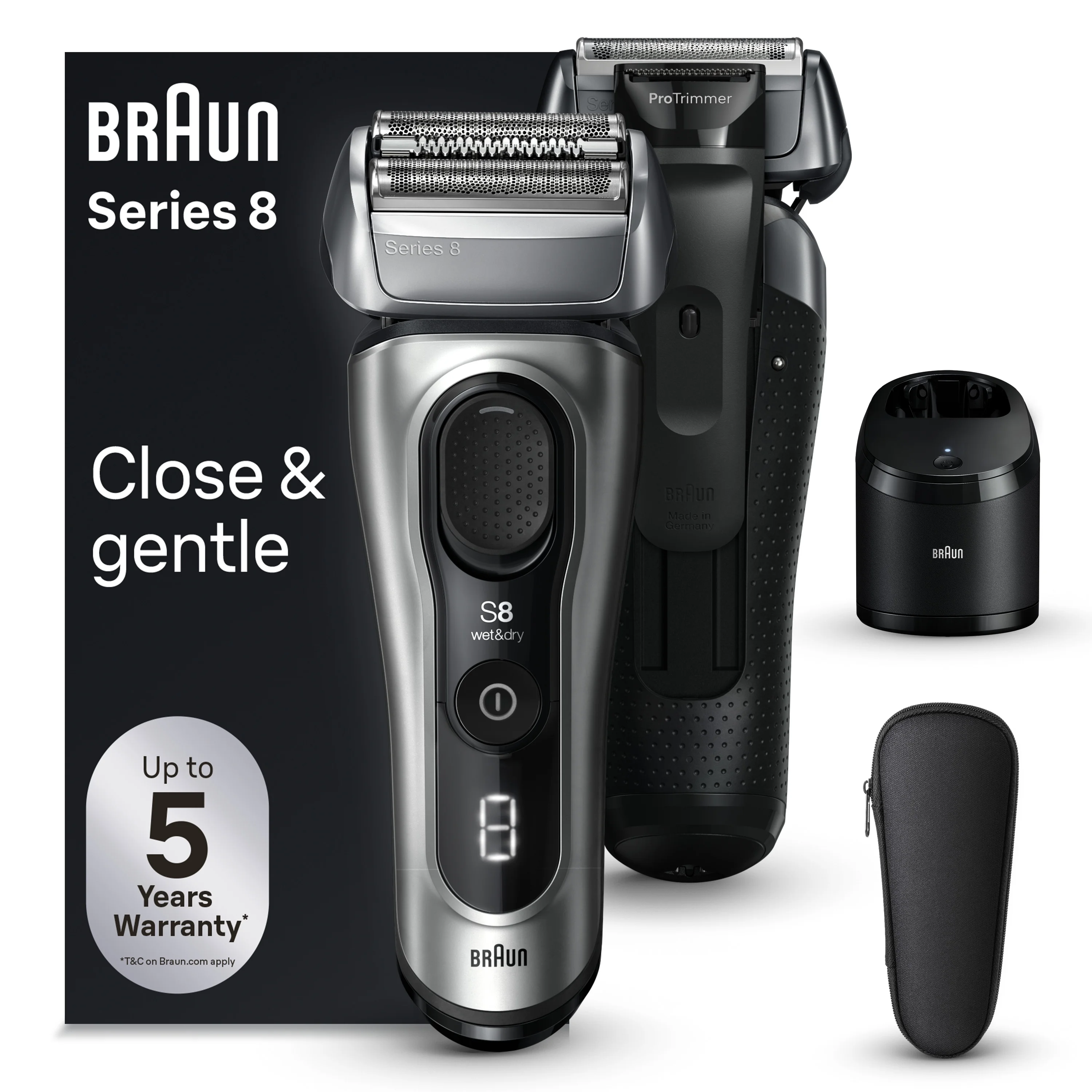 Braun Series 8 Electric Shaver for Men, 5in1 SmartCare Center, 8567cc Galvano Silver