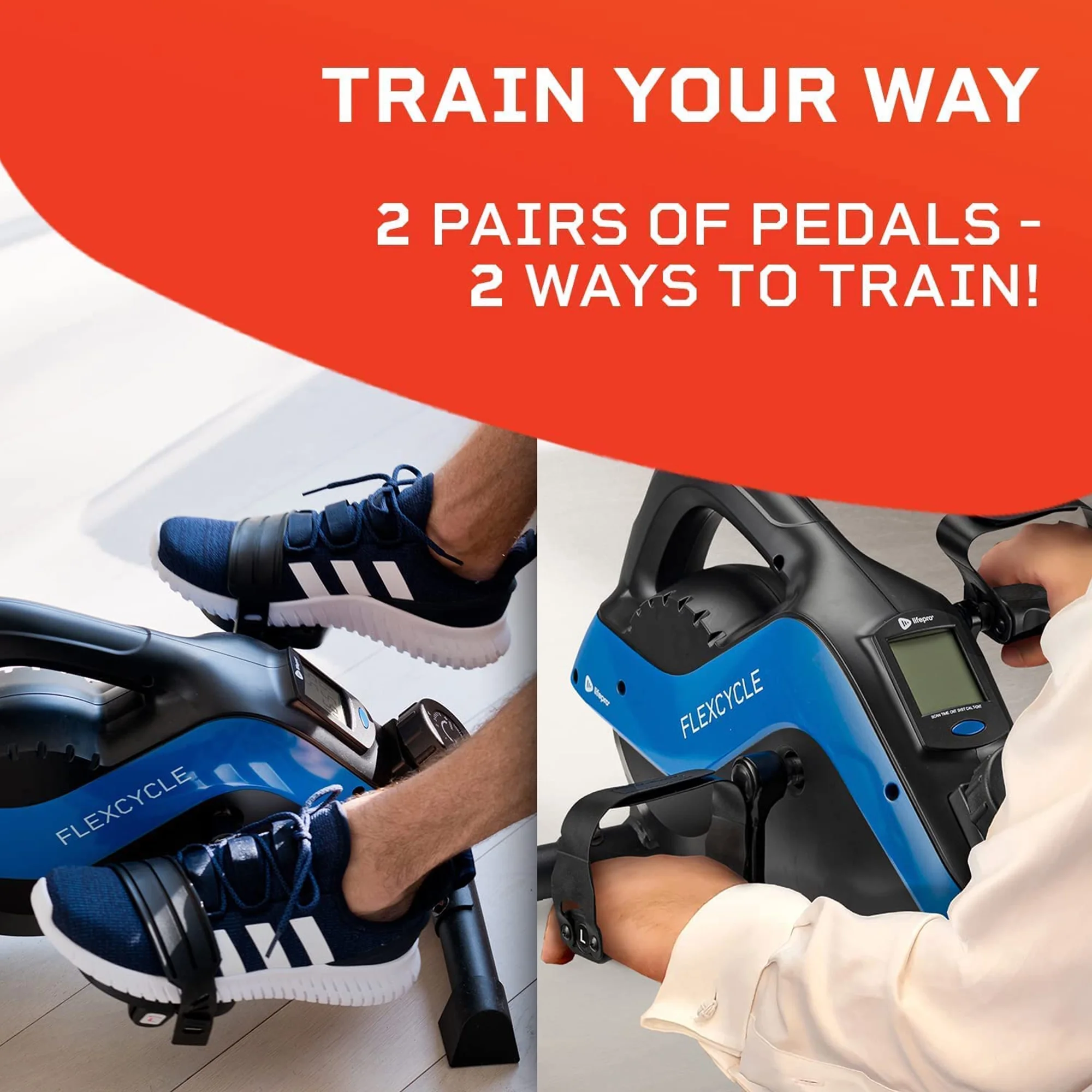 Lifepro FlexCycle Stationary Bike Pedal Exerciser Under Desk Workout Equipment, Blue