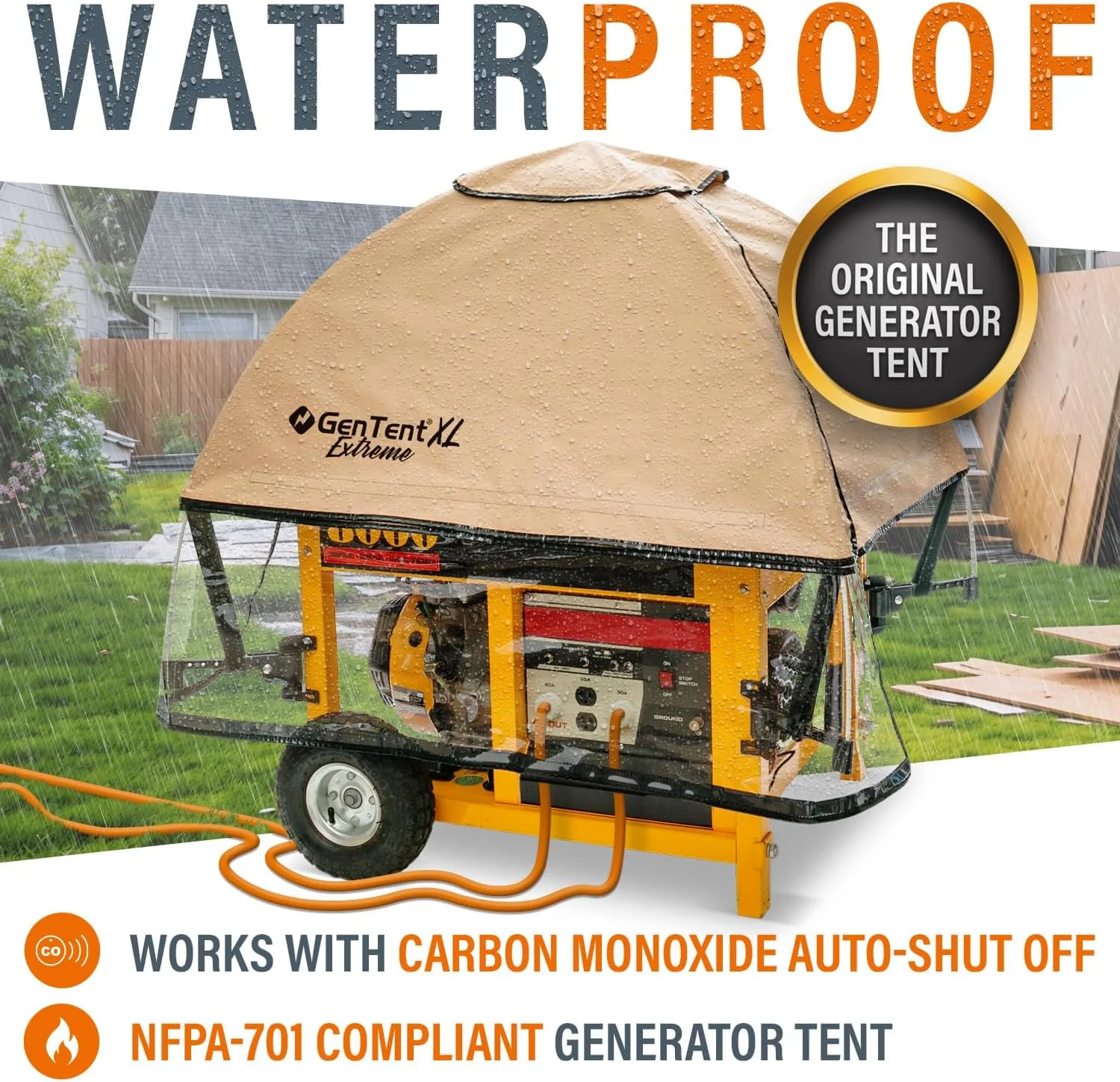 GenTent XL Generator Running Cover - Universal Kit - for Larger Open Frame Generators (Extreme, Tan)