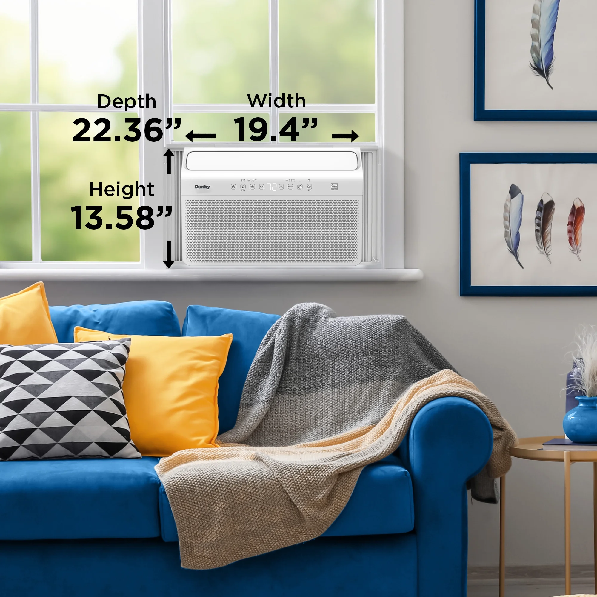 Danby 8,000 BTU Window Air Conditioner with Inverter Compressor, WiFi, Remote for Rooms up to 350 sq. ft. in White