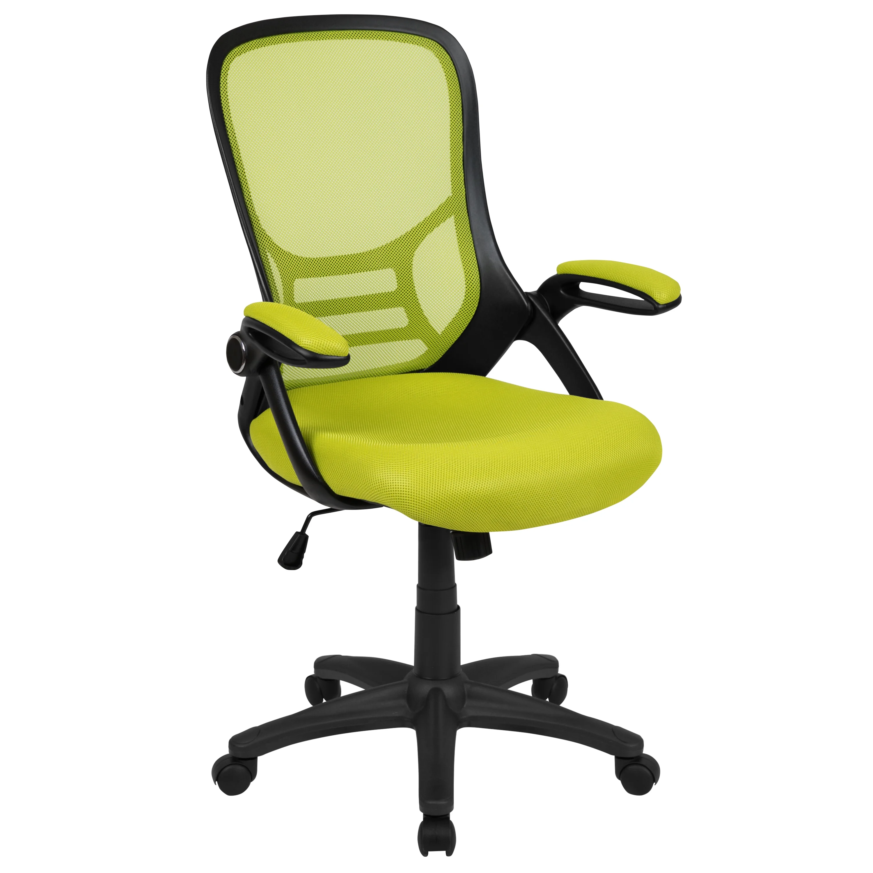 Flash Furniture High Back Green Mesh Ergonomic Swivel Office Chair with Black Frame and Flip-up Arms