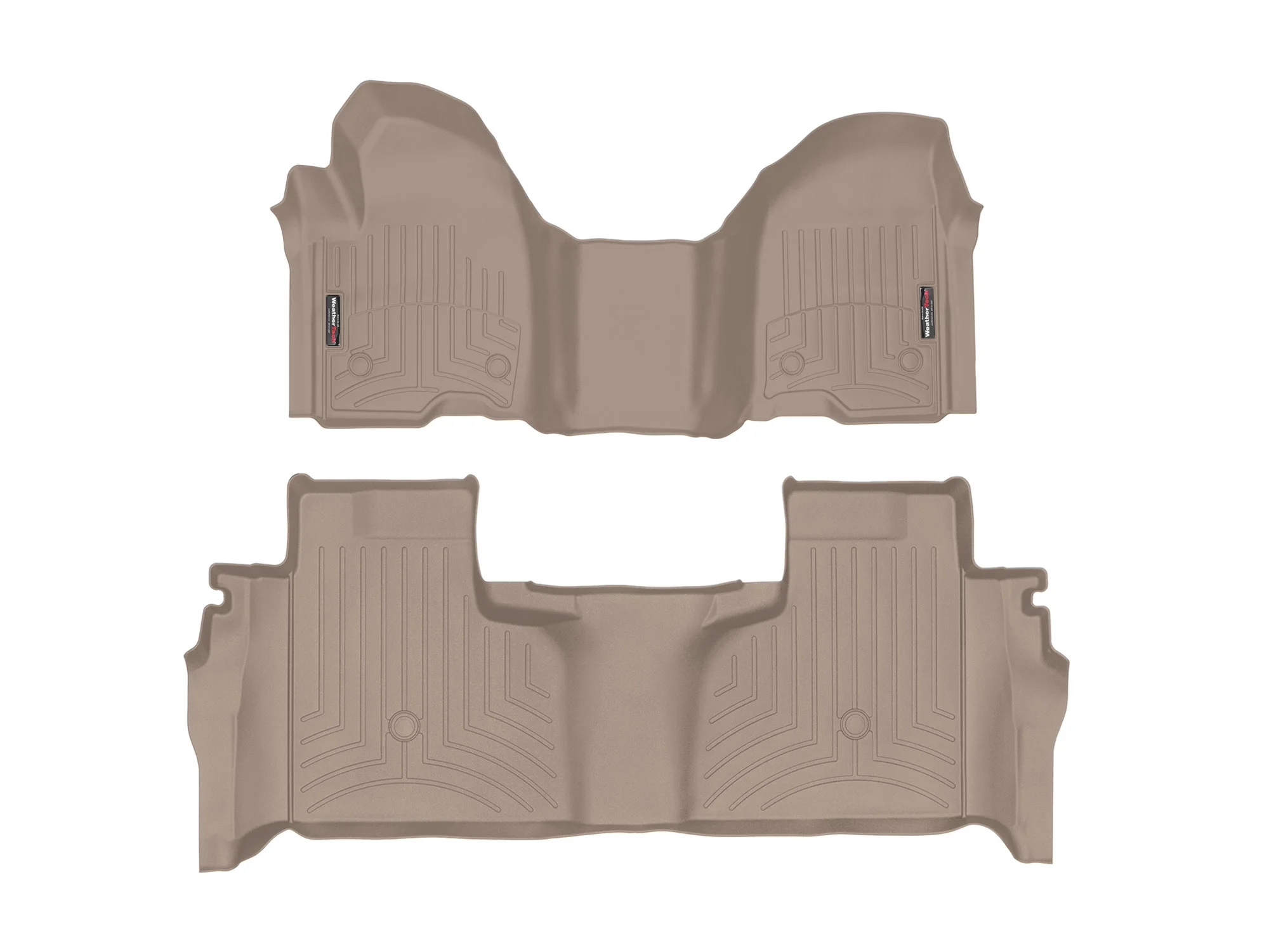WeatherTech Custom Fit FloorLiners compatible with 4514911-4514369 - 1st Row Over-The-Hump & 2nd Row Tan