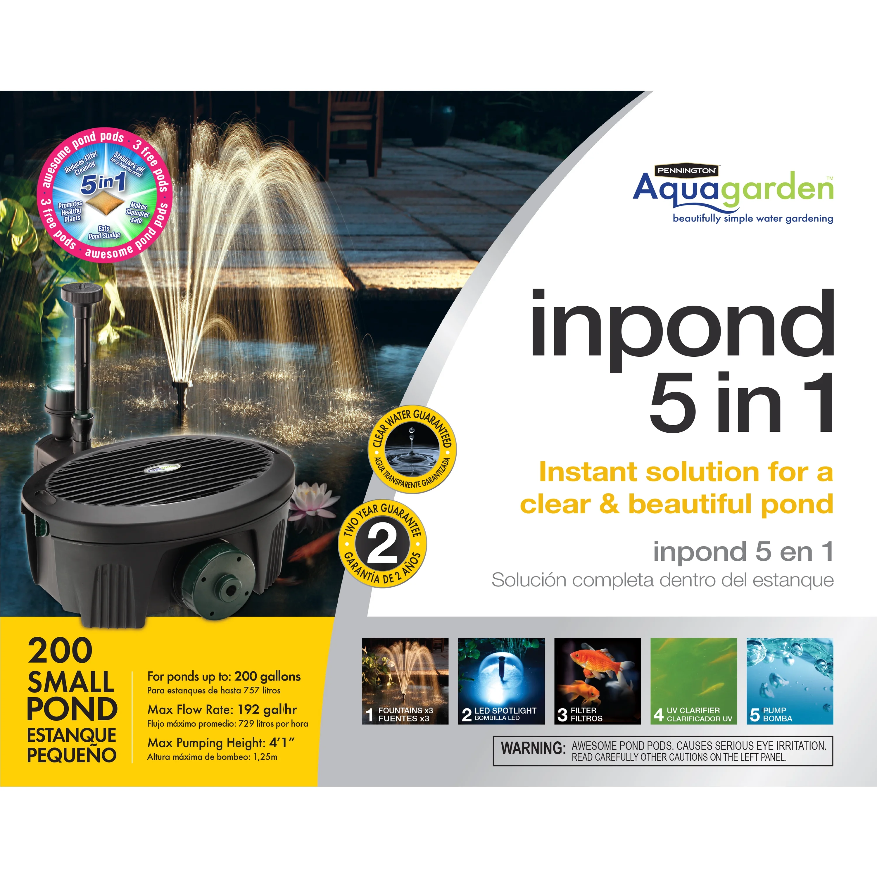 Pennington Aqua Garden All-in-One Kit 192-GPH Electric Submersible Pond Pump, Model # 100541843