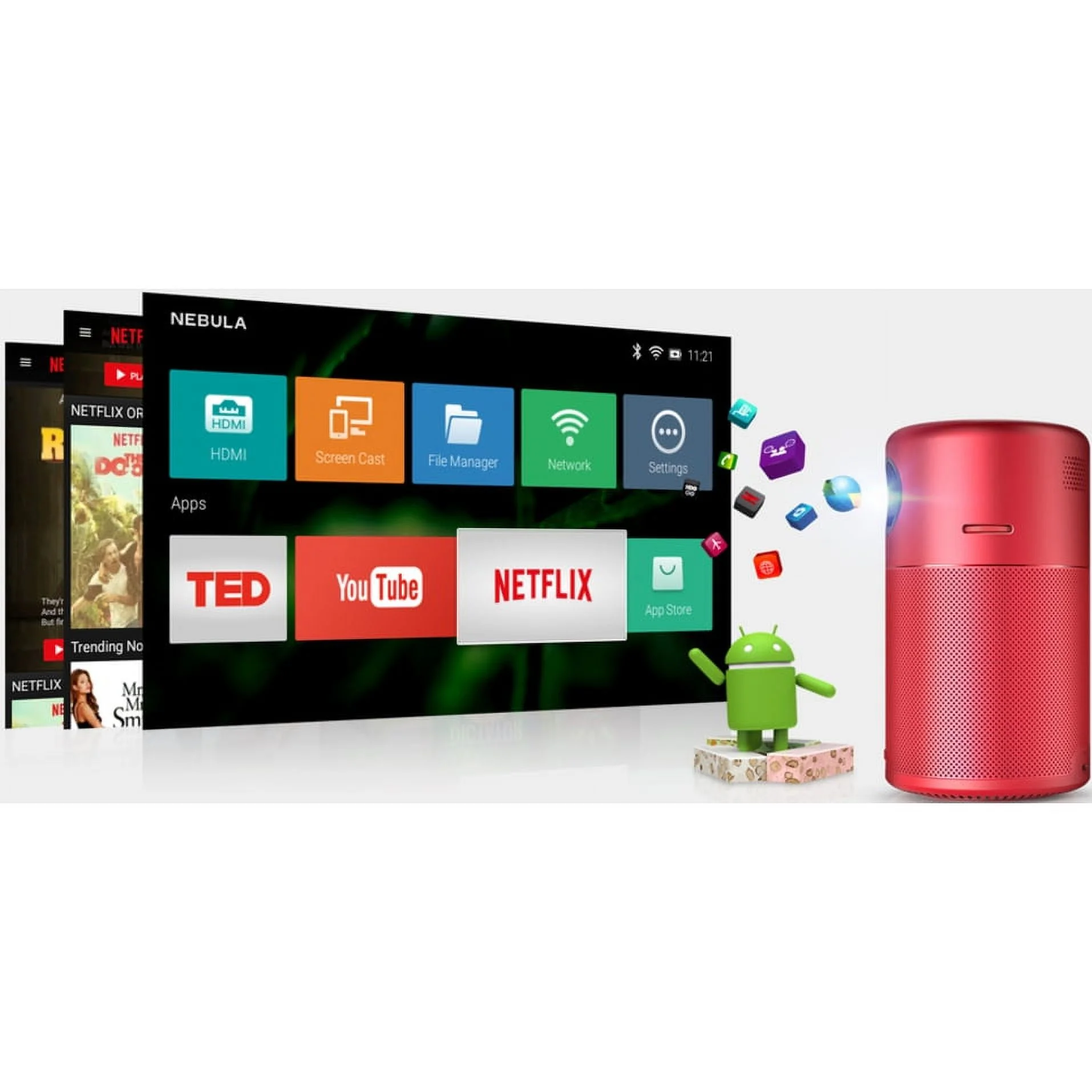 Nebula Capsule Smart Wi-Fi Mini Projector Portable 100Inch Movie 100ANSI Lumen,360° Speaker