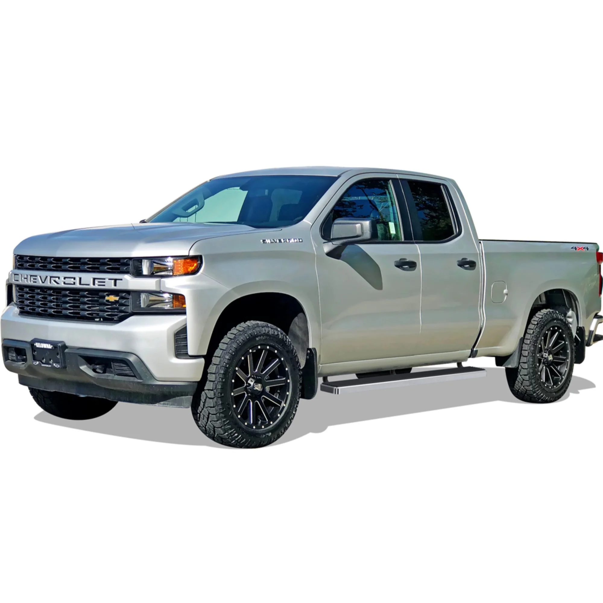 2019-2021 Chevy Silverado 1500 Extended Cab/ Double Cab\ 2019-2021 GMC Aircraft Aluminum Hairline Finish 6 Inch Door to Door Side Step Running Board