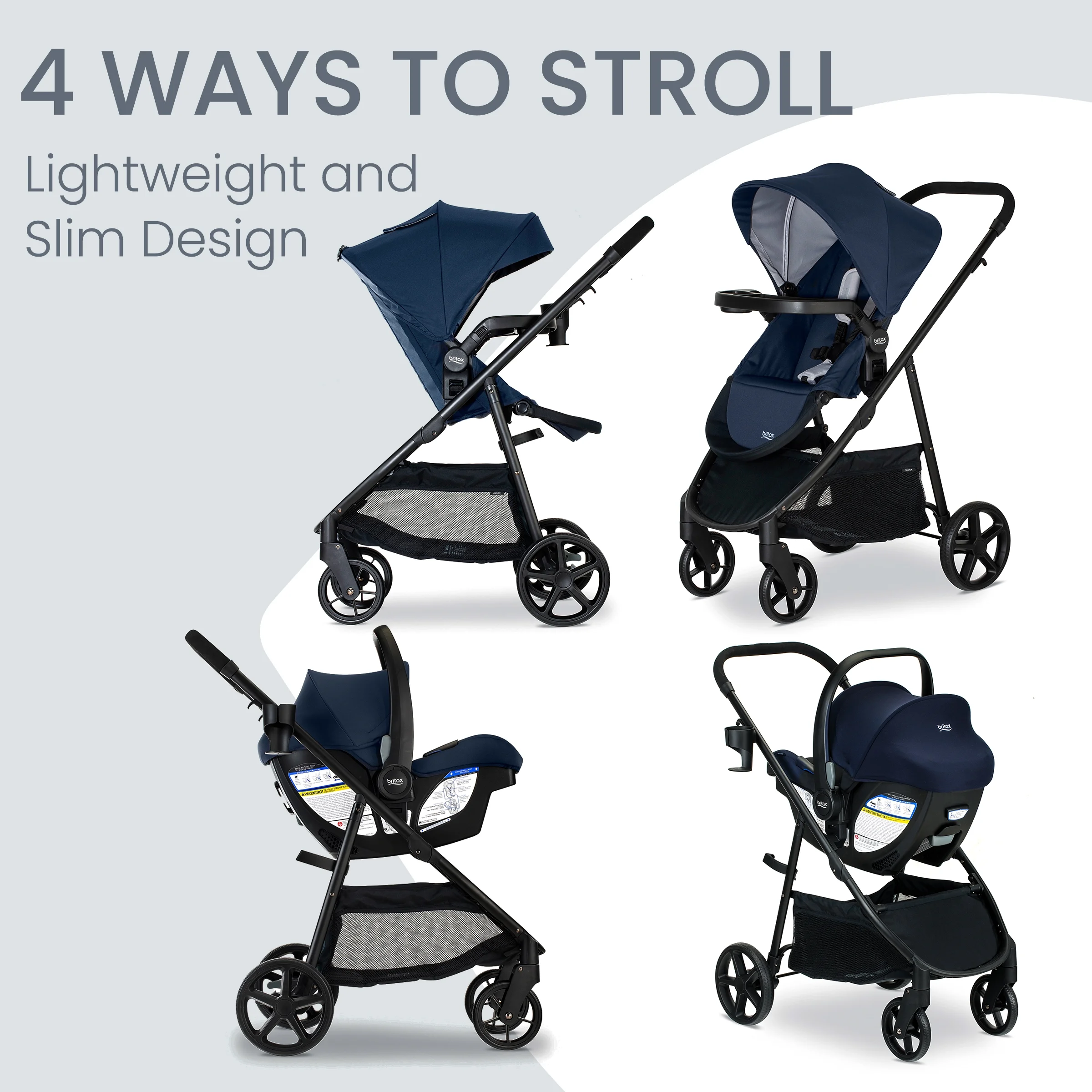 Britax Willow Brook Baby Travel System, Infant Car Seat and Stroller Combo, Navy Glacier