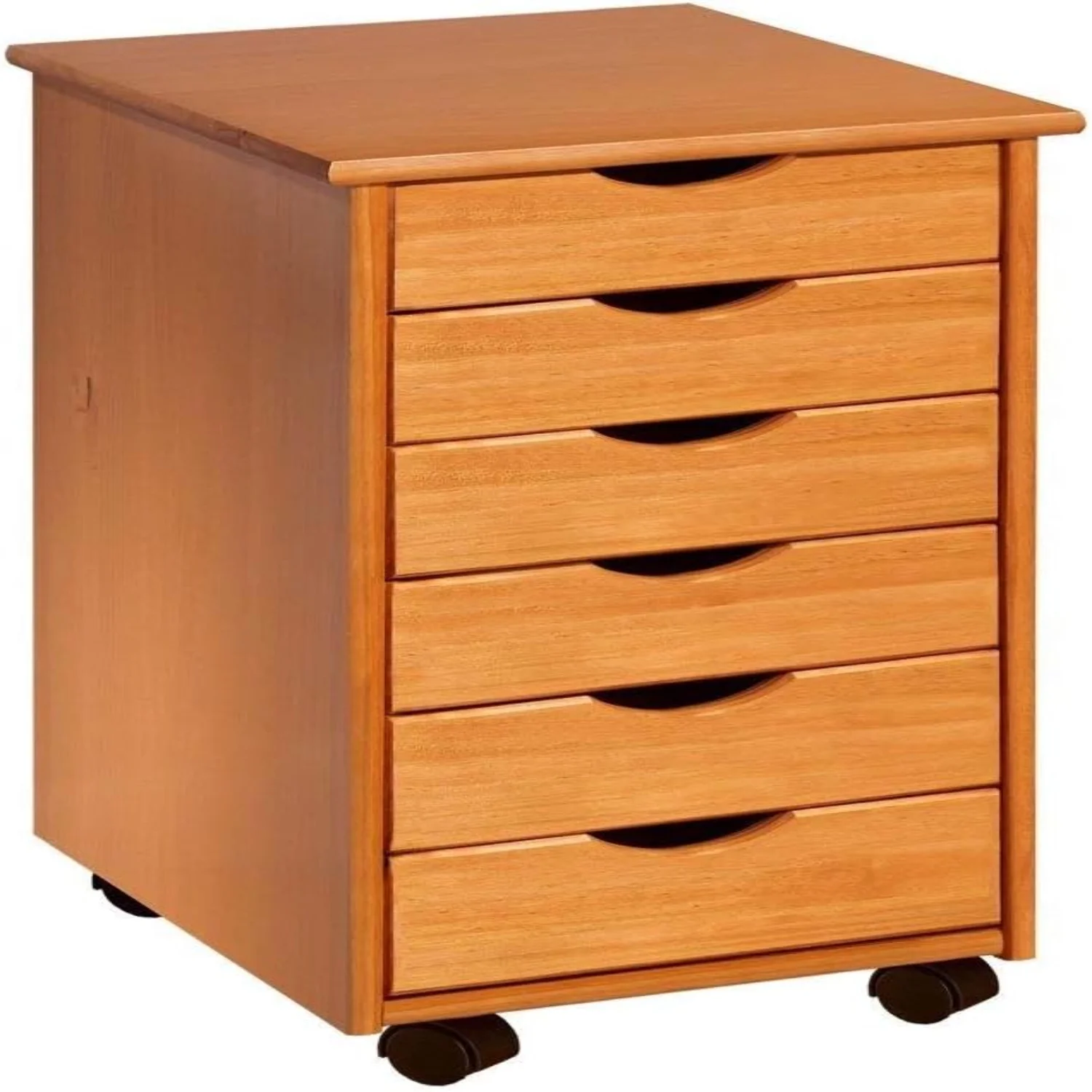 6 Drawers Sew Cabinet Sewing Cart With Wheels Organizer Office Supplies Art School Narrow Design Compact Wood Tan Brown 25x13x15