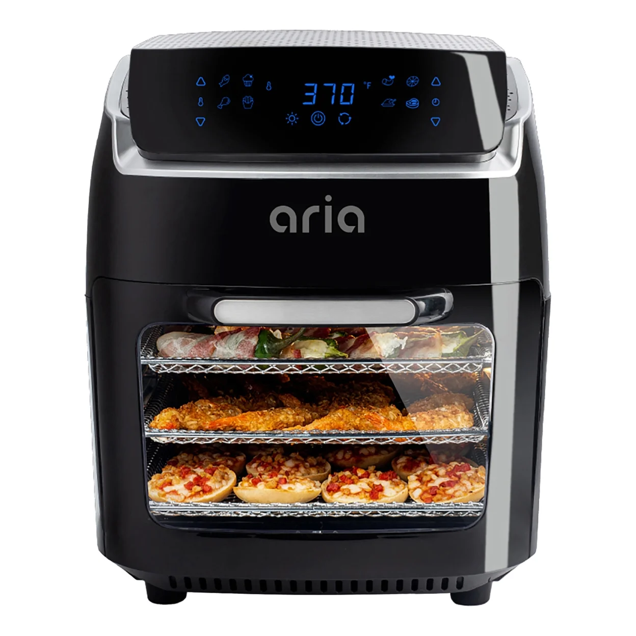 Aria 10Qt Teflon-Free Air Fryer Oven with Rotating Rotisserie, Dehydration, Accessory Set & Recipe Book - Black