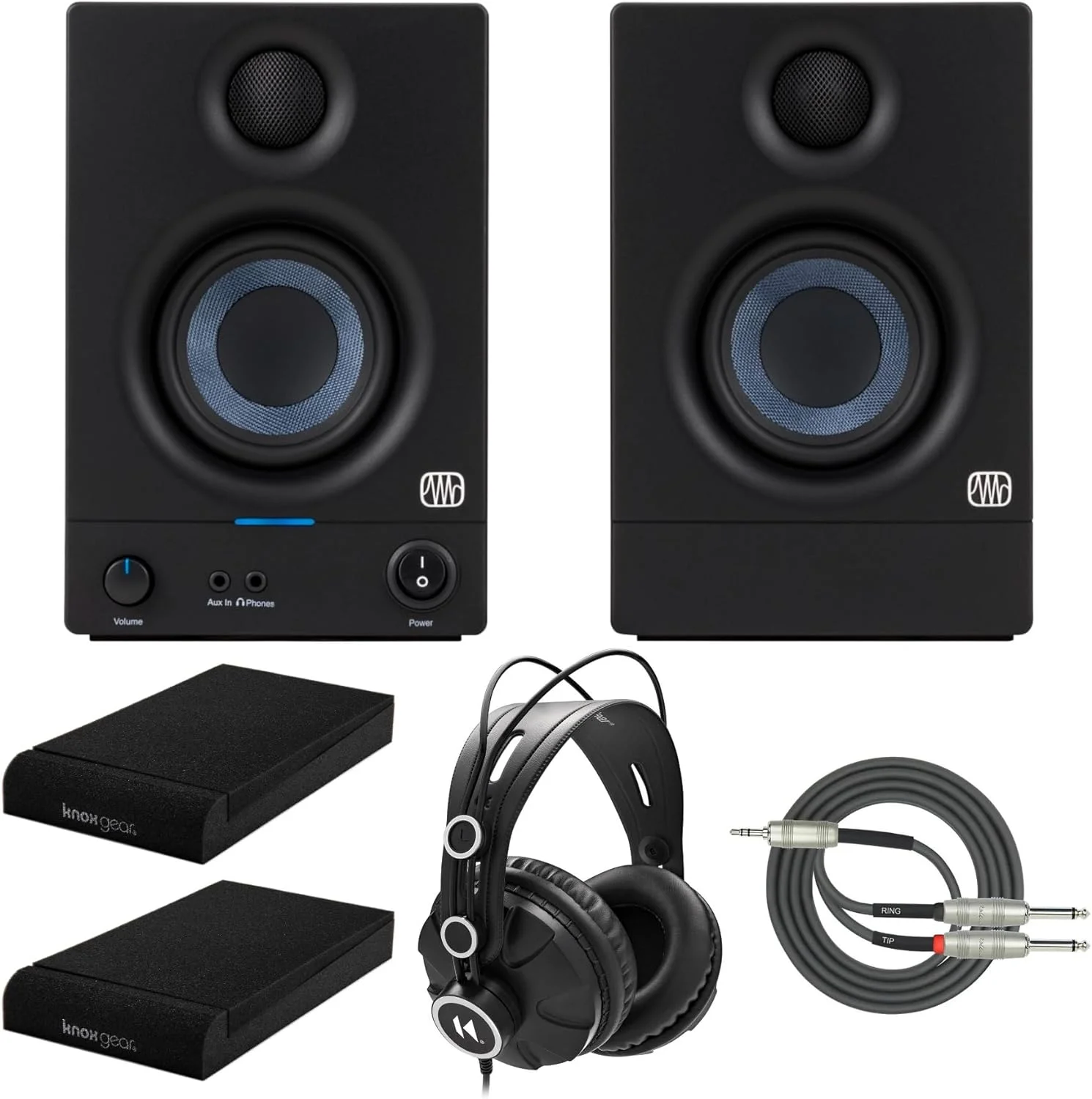 Eris 3.5 3.5-Inch Low-Frequency Driver Media Reference Monitor with RF Interference with Full-Sized Headphones, Isolation Pads and Breakout Cable