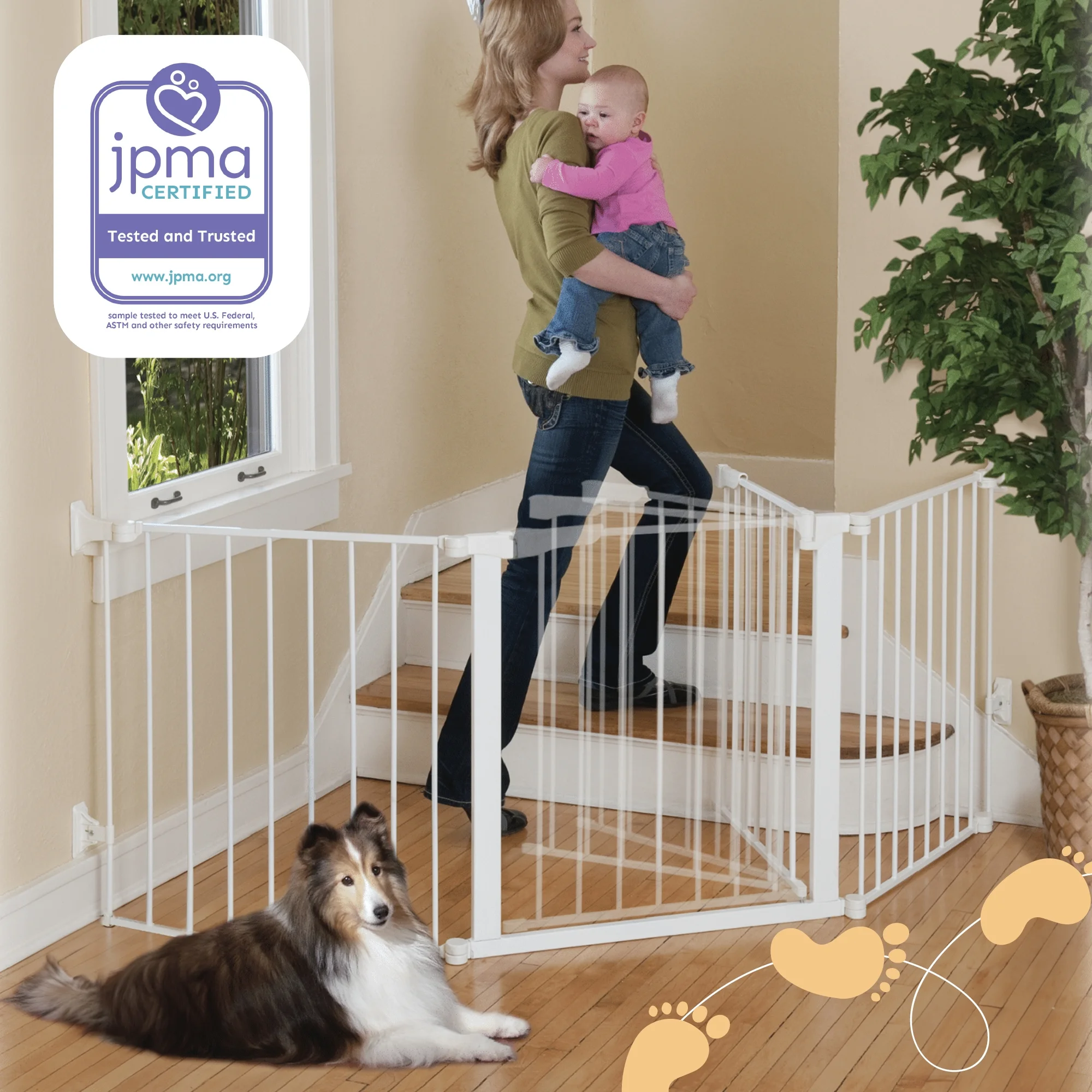 KidCo Custom Fit Auto Closing ConfigureGate Baby Gate w/ 30 in. Door, White, Child Safety