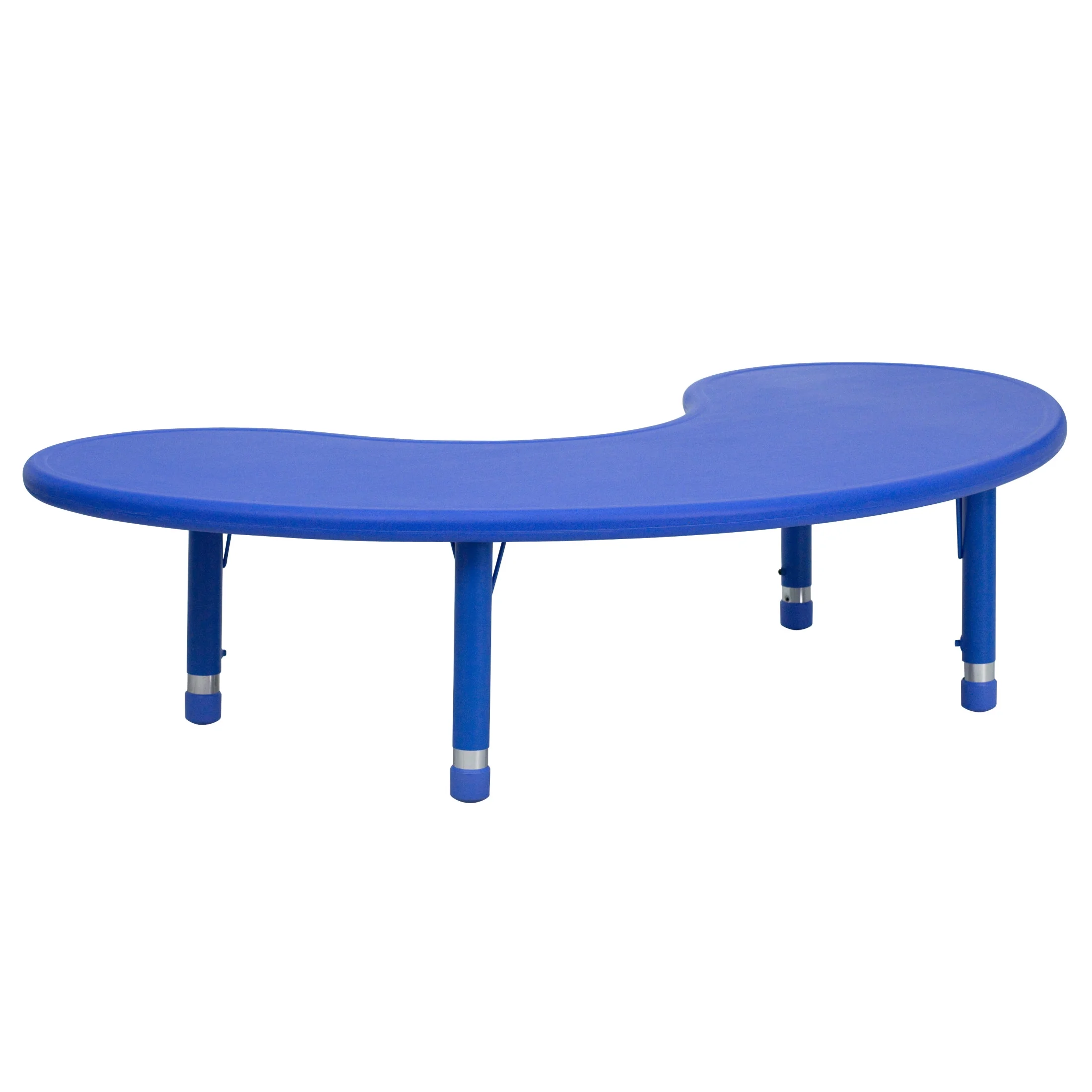 Flash Furniture Half-Moon Plastic Adjustable Kids Preschool Activity Table, 35''W x 65''L, Blue