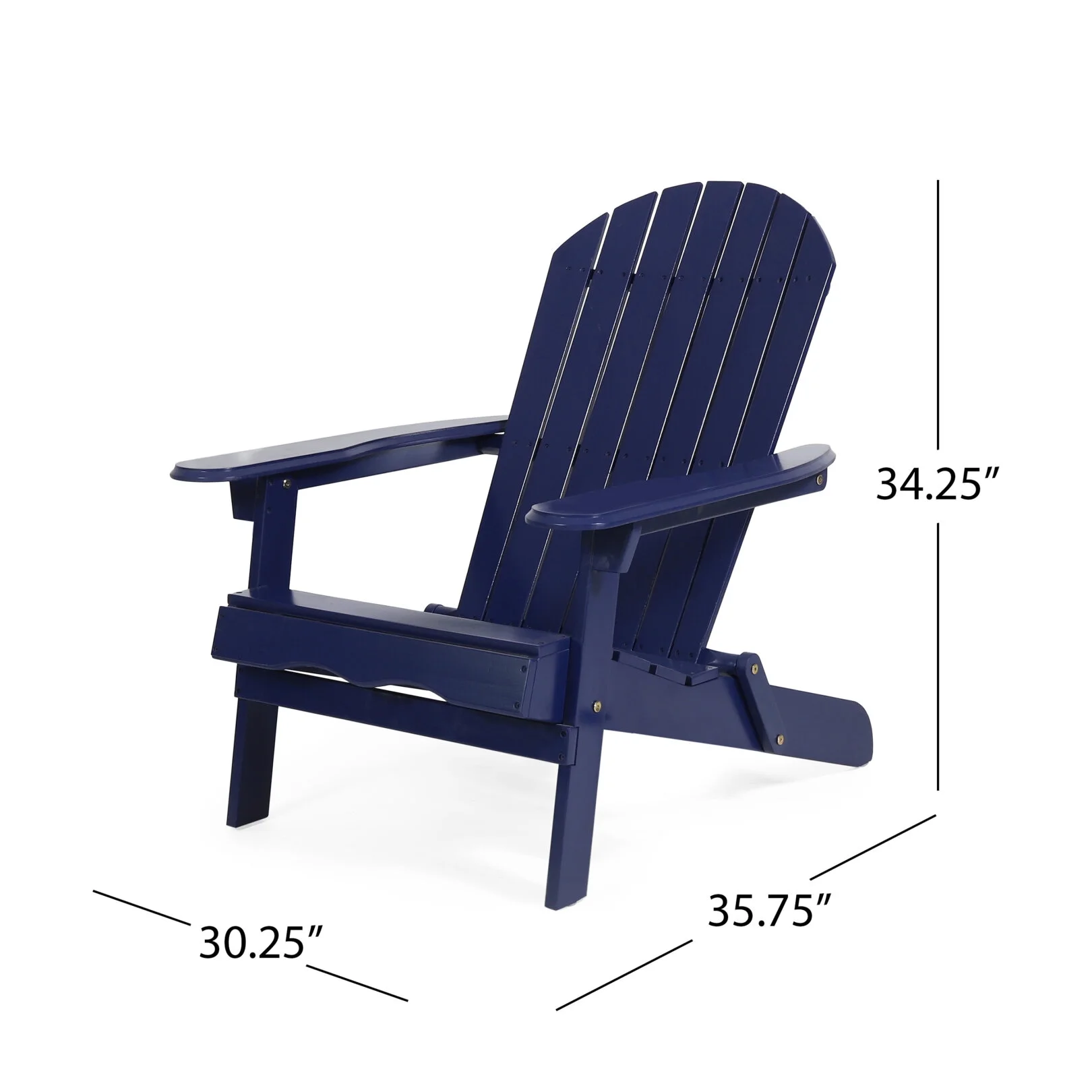 Folding Adirondack Chair, All-Weather Wood Patio Chair for Outdoor Porch Garden Backyard Deck, Blue