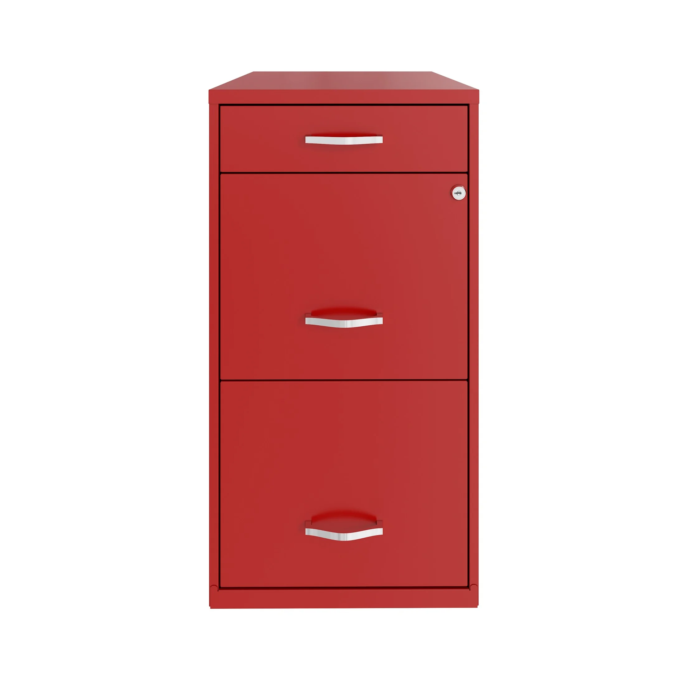 Space Solutions 3 Drawer Letter Width Vertical File Cabinet with Pencil Drawer, Red