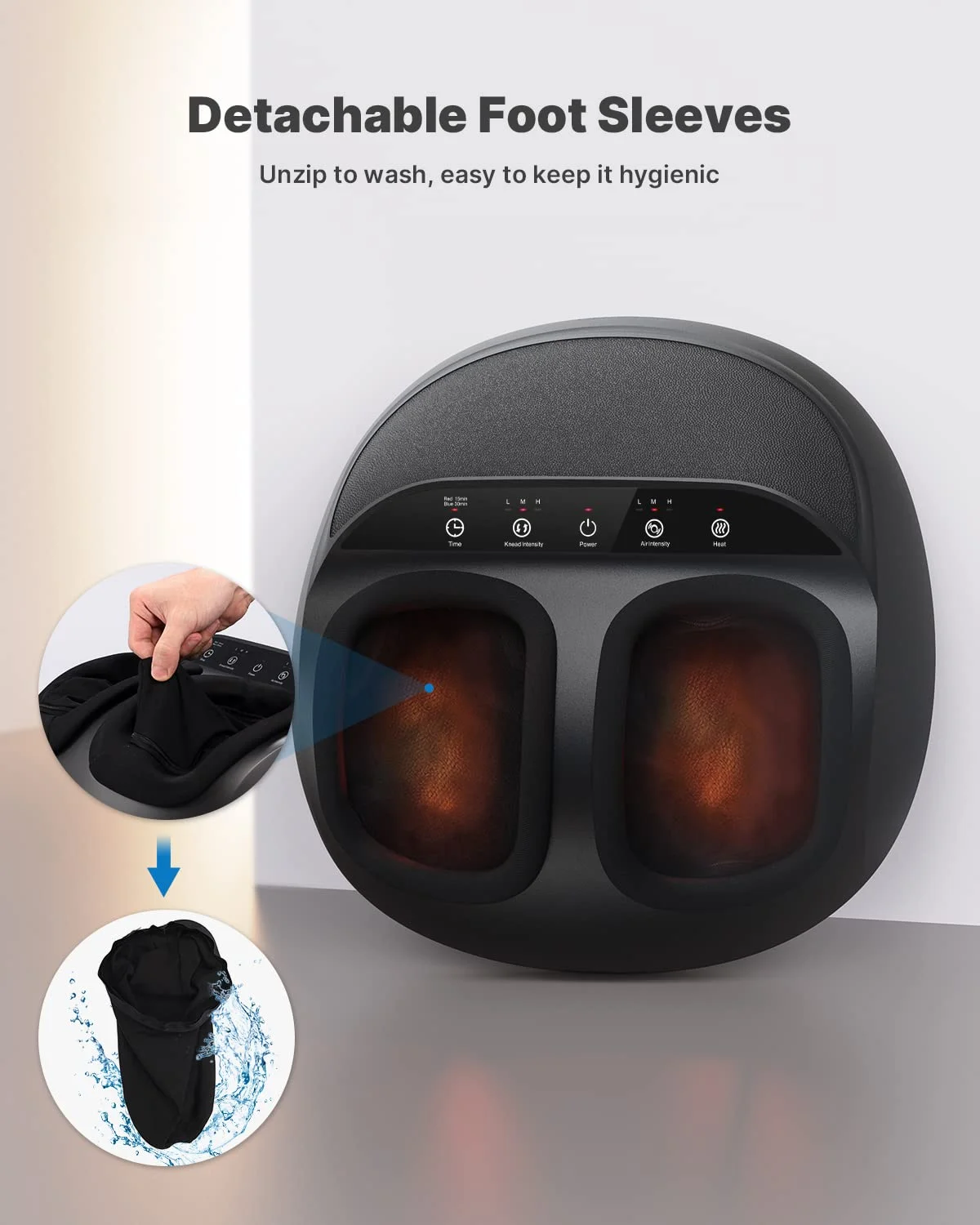 RENPHO Shiatsu Foot Massager Machine with Heat, Deep Kneading Therapy Improve Foot Wellness- Black