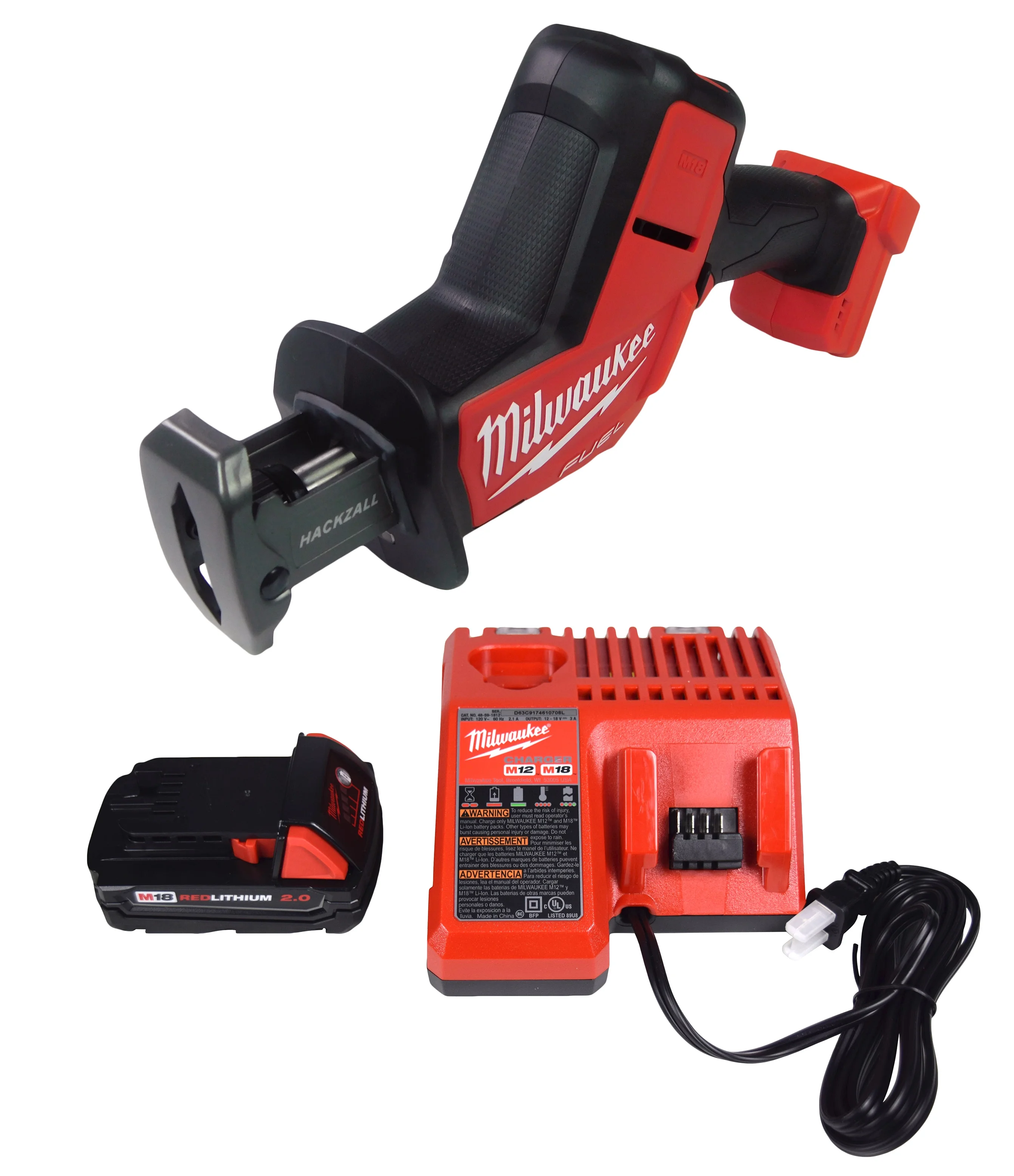 Milwaukee M18 Fuel 18V Brushless Hackzall Reciprocating Saw 2719-20 with 2Ah Battery & Charger