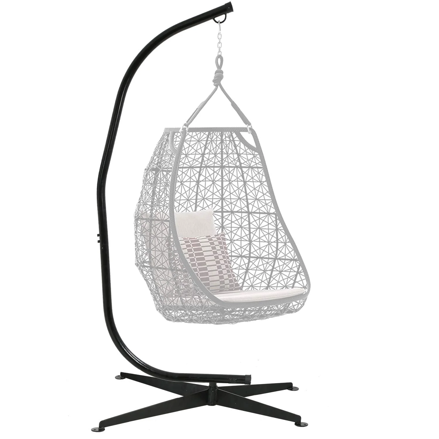 Amazingforless Hammock Chair Stand Only - Metal C-Stand for Hanging Hammock Chair - Indoor or Outdoor Use - Durable 300-Pound Capacity - Black