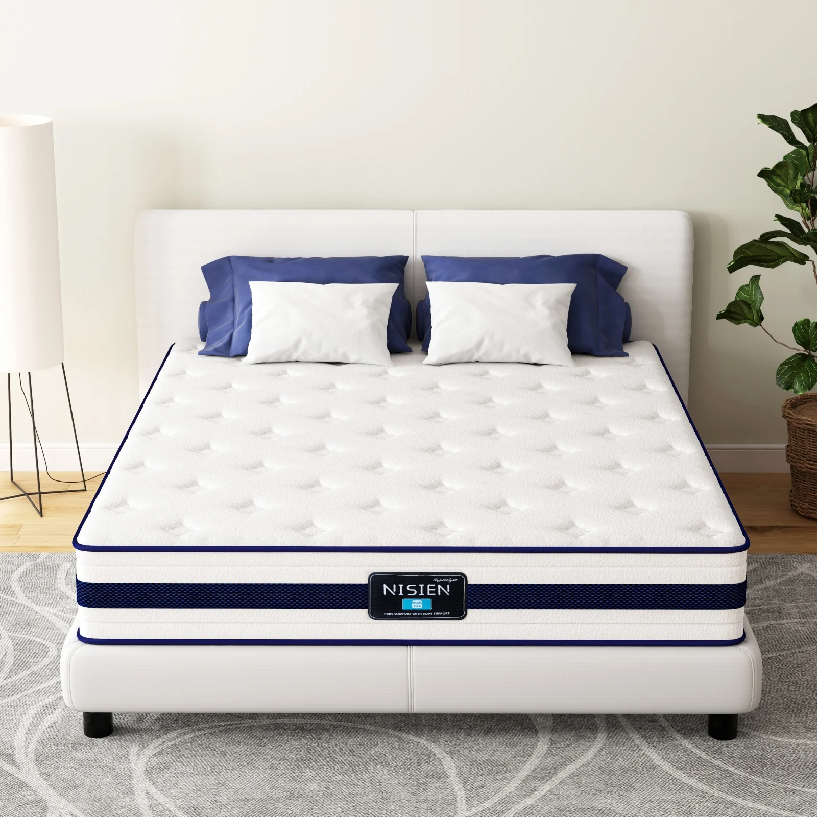 NISIEN Hybrid King Mattress 12 Inch, King Size Spring Gel Memory Foam Mattress, Medium Firm King Mattresses in a Box