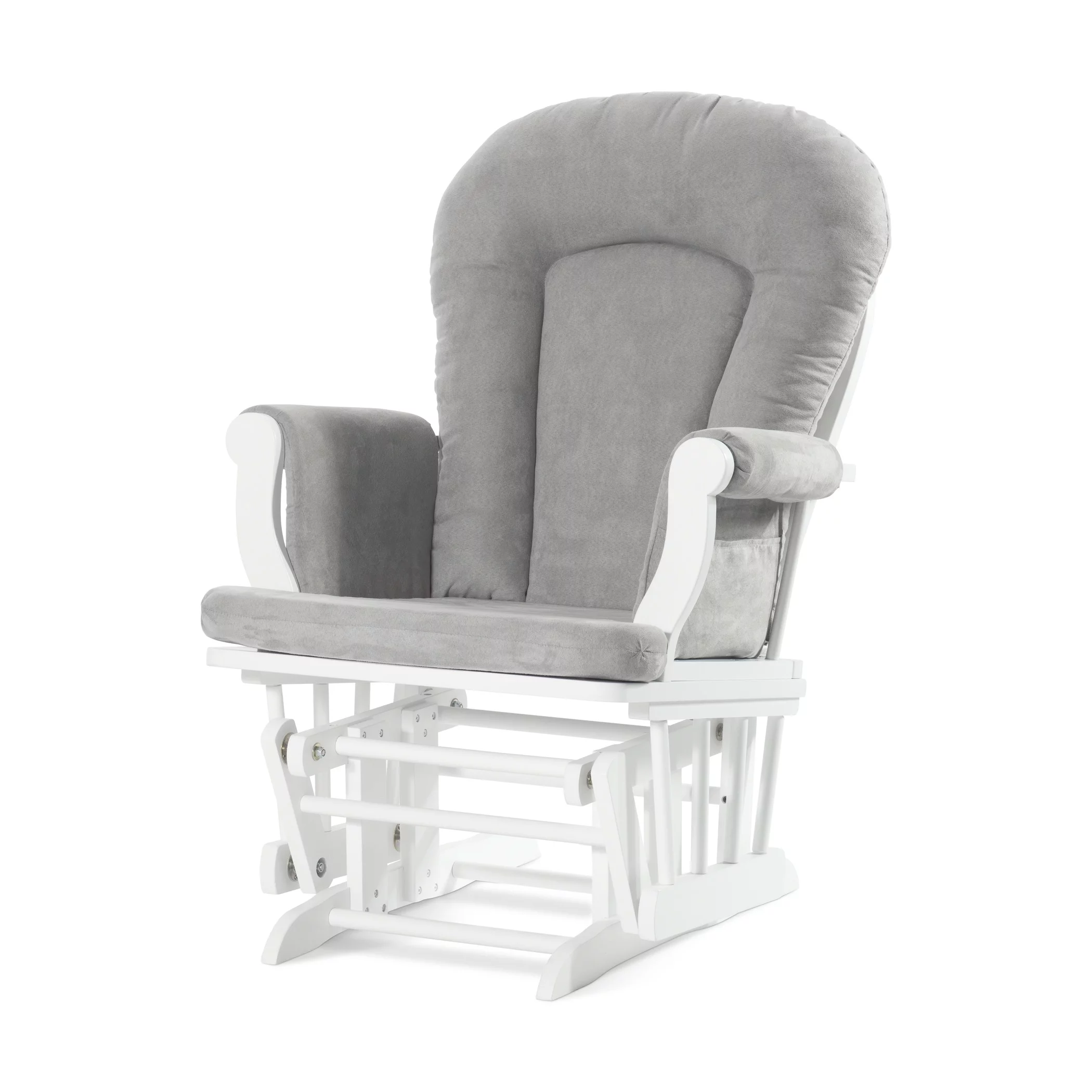 Forever Eclectic by Cozy Glider and Ottoman in Matte White Finish with Light Gray Cushion