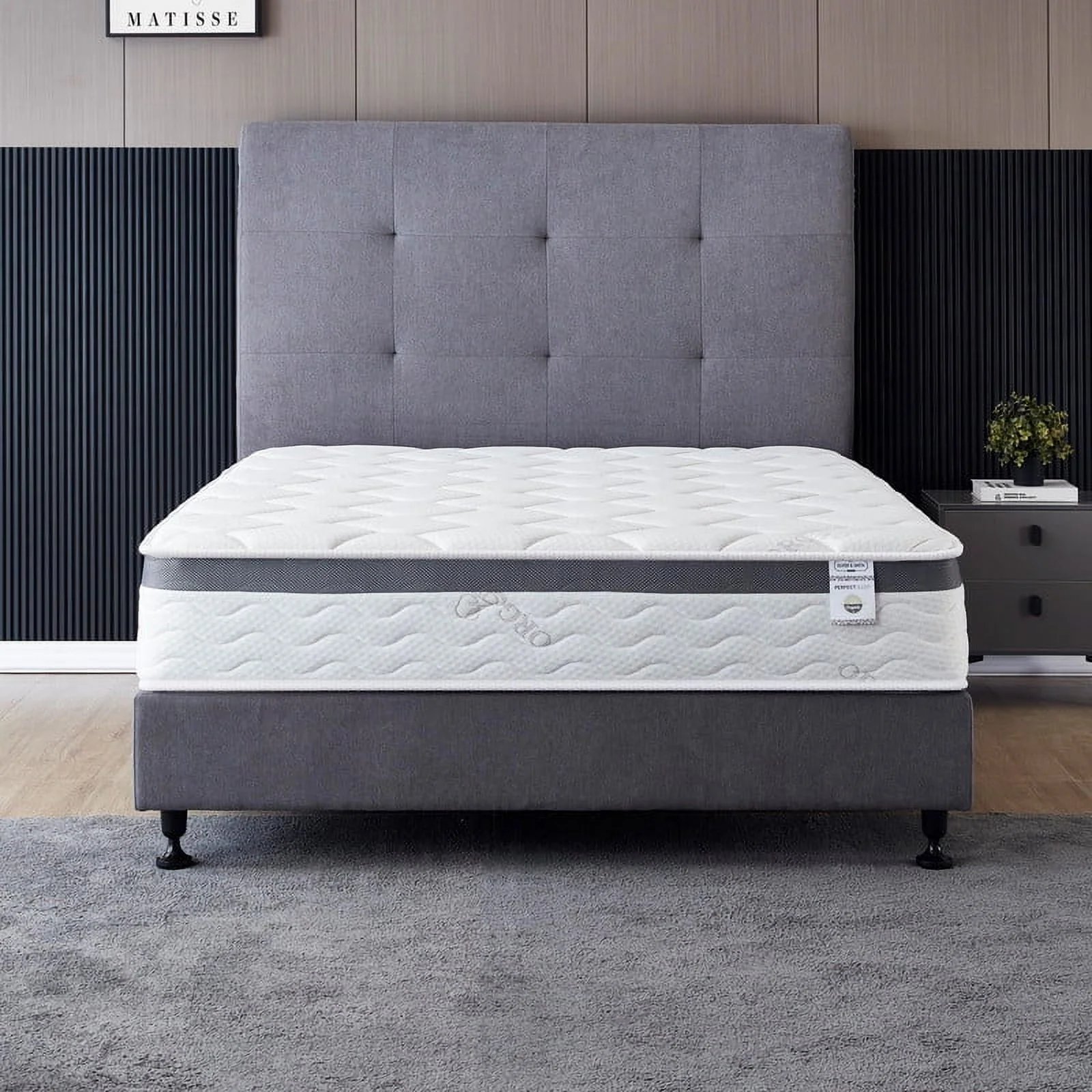 Queen Size Mattress - 10 Inch Cool Memory Foam & Spring Hybrid Mattress - Euro Top - Medium Firm - Oliver & Smith