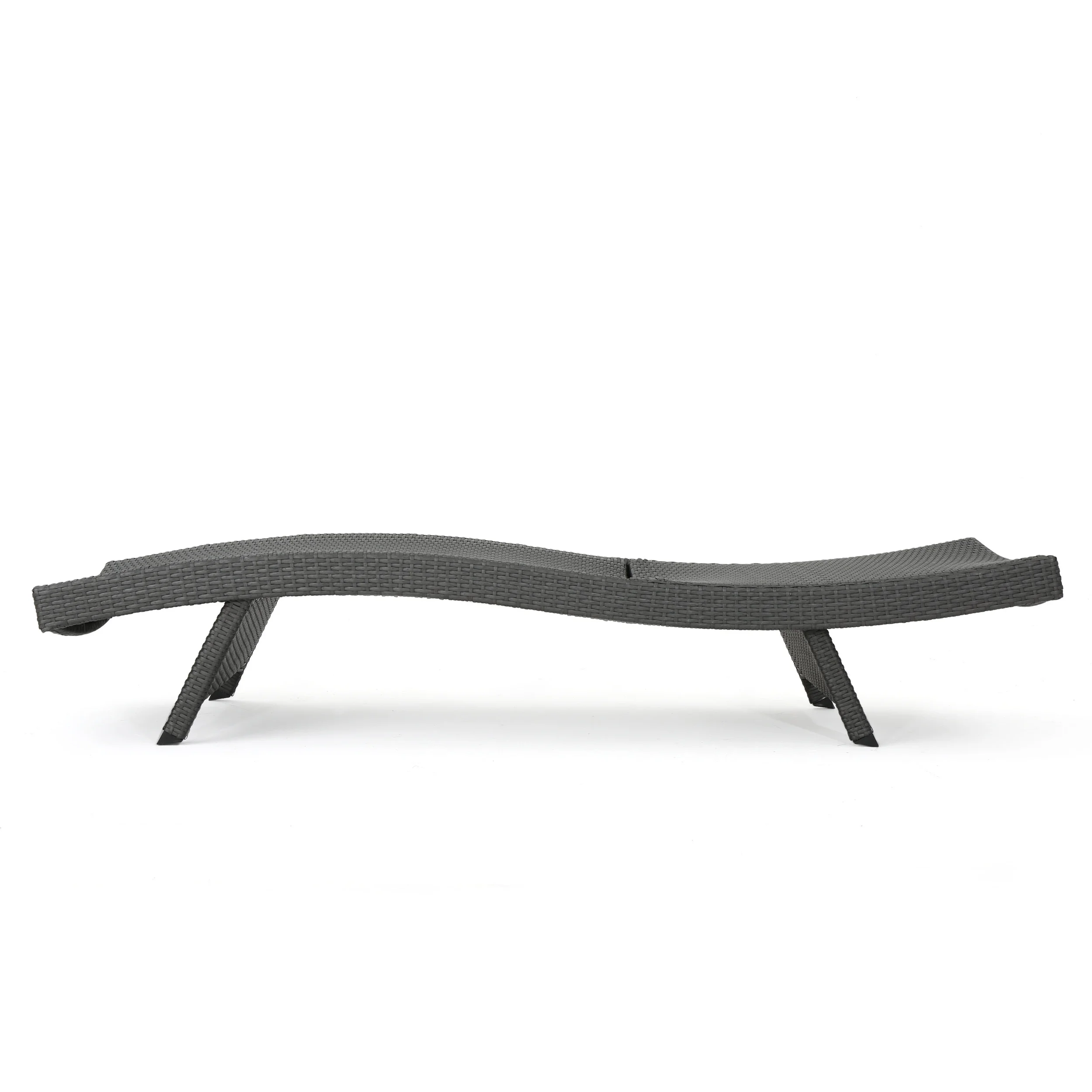 Anthony Outdoor Wicker Adjustable Chaise Lounge with Cushion, Set of 2, Grey, Beige
