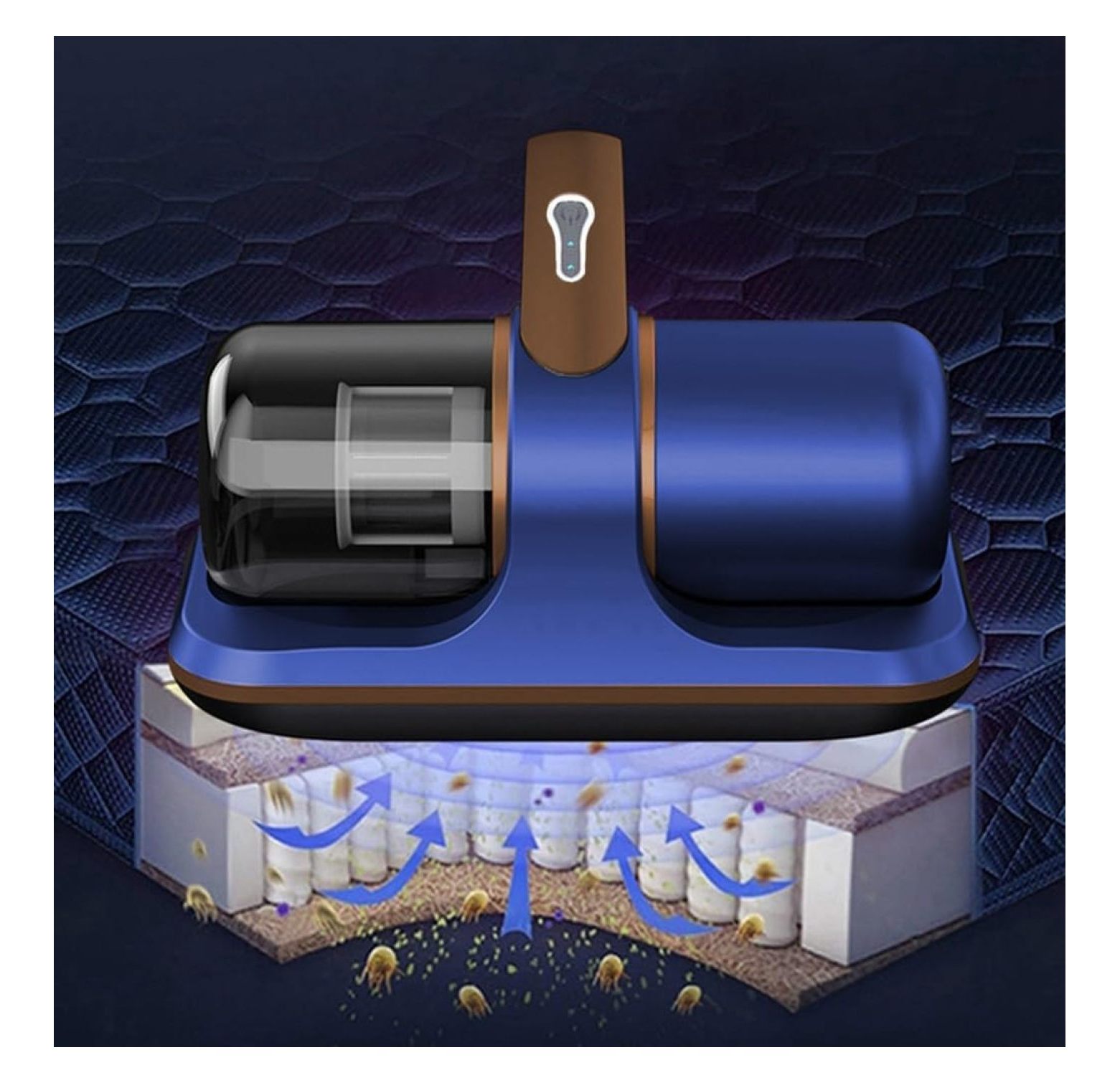 Handheld Mattress Vacuum Cleaner, Cordless Handheld Bed Vacuum Cleaner with Hepa, Effectively Clean Up Bed Sheet Pillow Couch (Blue)