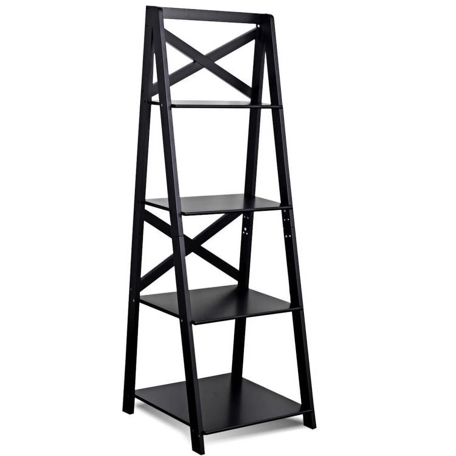 Resenkos Bookshelf,Shelf, Open Bookcase Book Shelf,Storage Shelf Unit Plant Stand,2 Pieces 4-Tier Wood Display Storage Bookshelf Set-Black