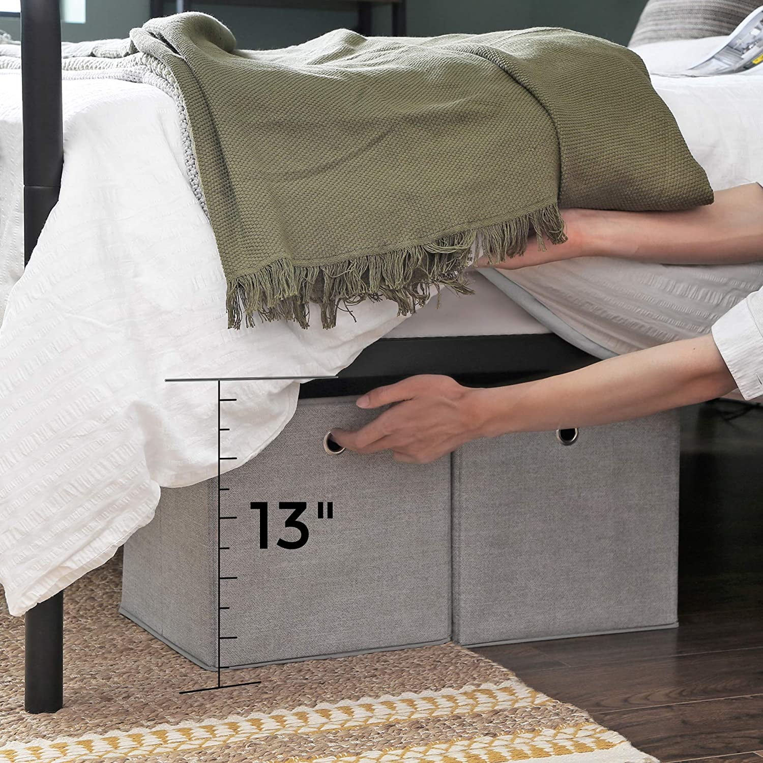 VASAGLE Queen Size Metal Bed Frame with Headboard, Footboard, No Box Spring Needed, Black