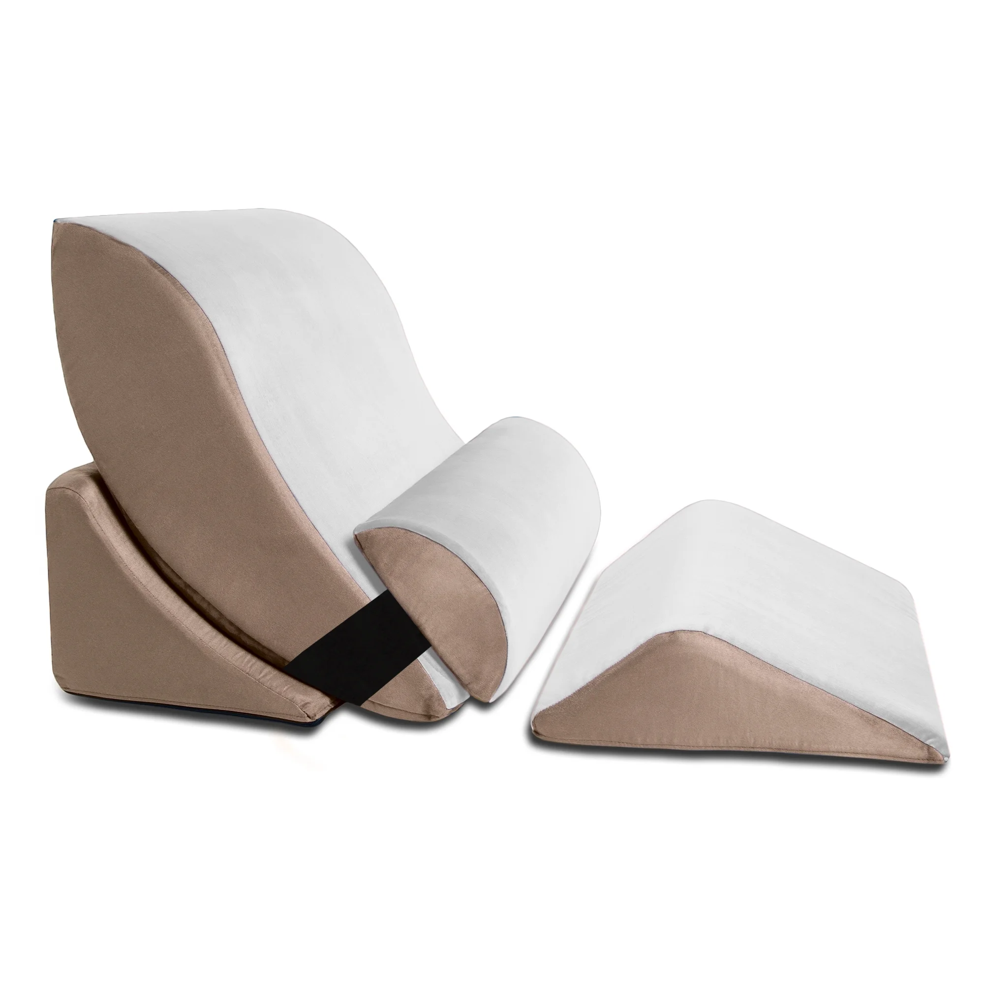 Avana Kind Bed Orthopedic Support Wedge Pillow Comfort System – for Post-Surgery, Heartburn, Snoring, Acid Reflux & GERD, 4-Piece-Set, Cloud/Camel