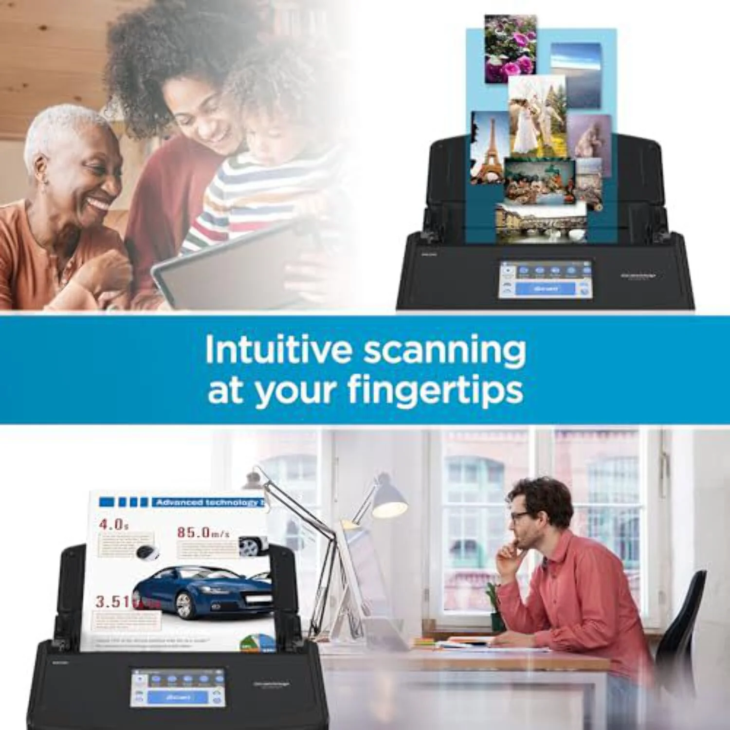 ScanSnap iX1600 Premium Color Duplex Document Scanner for Mac and PC with 4-Year Protection Plan, Black