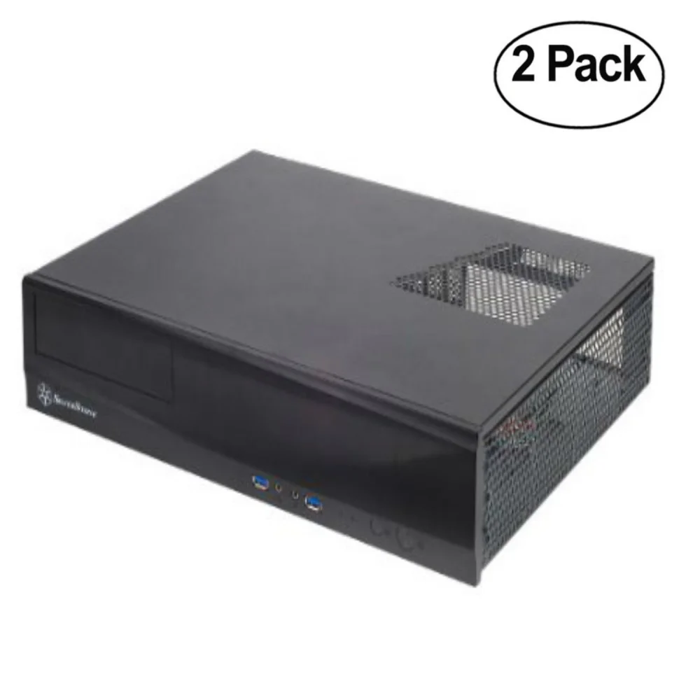 SilverStone Technology Milo Series Aluminum/Steel Micro-ATX Media Center/HTPC Case, Black (ML03B) - Pack of 2