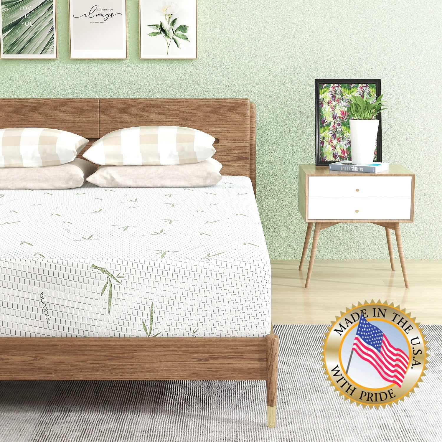 Twin Mattress, 10 inch Memory Foam Mattress Bed in a Box,with Green Tea Cooling Gel, Made in USA