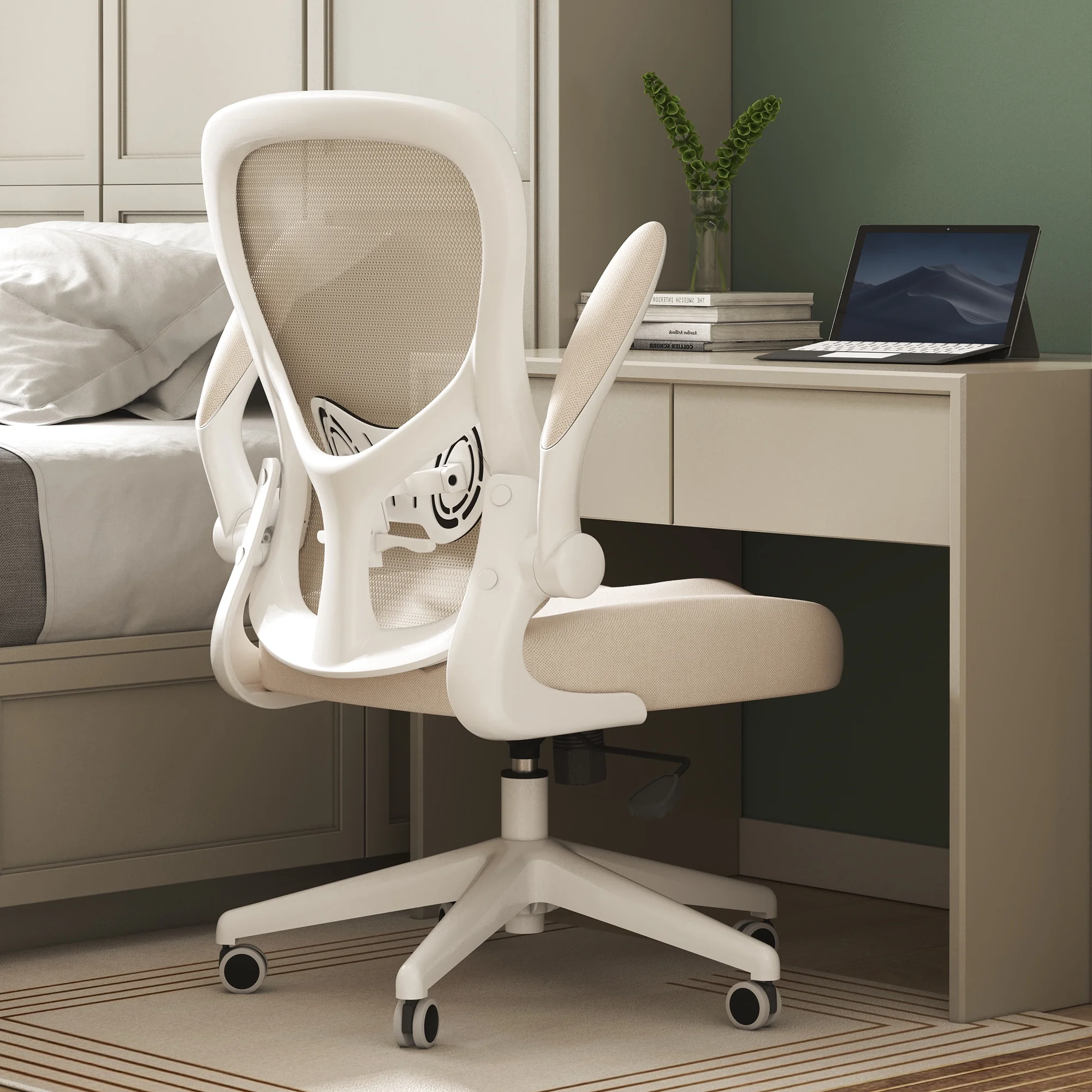 Hbada Office Chair, Ergonomic Desk Chair, Computer Mesh Chair with Lumbar Support and Flip-up Arms, Gray
