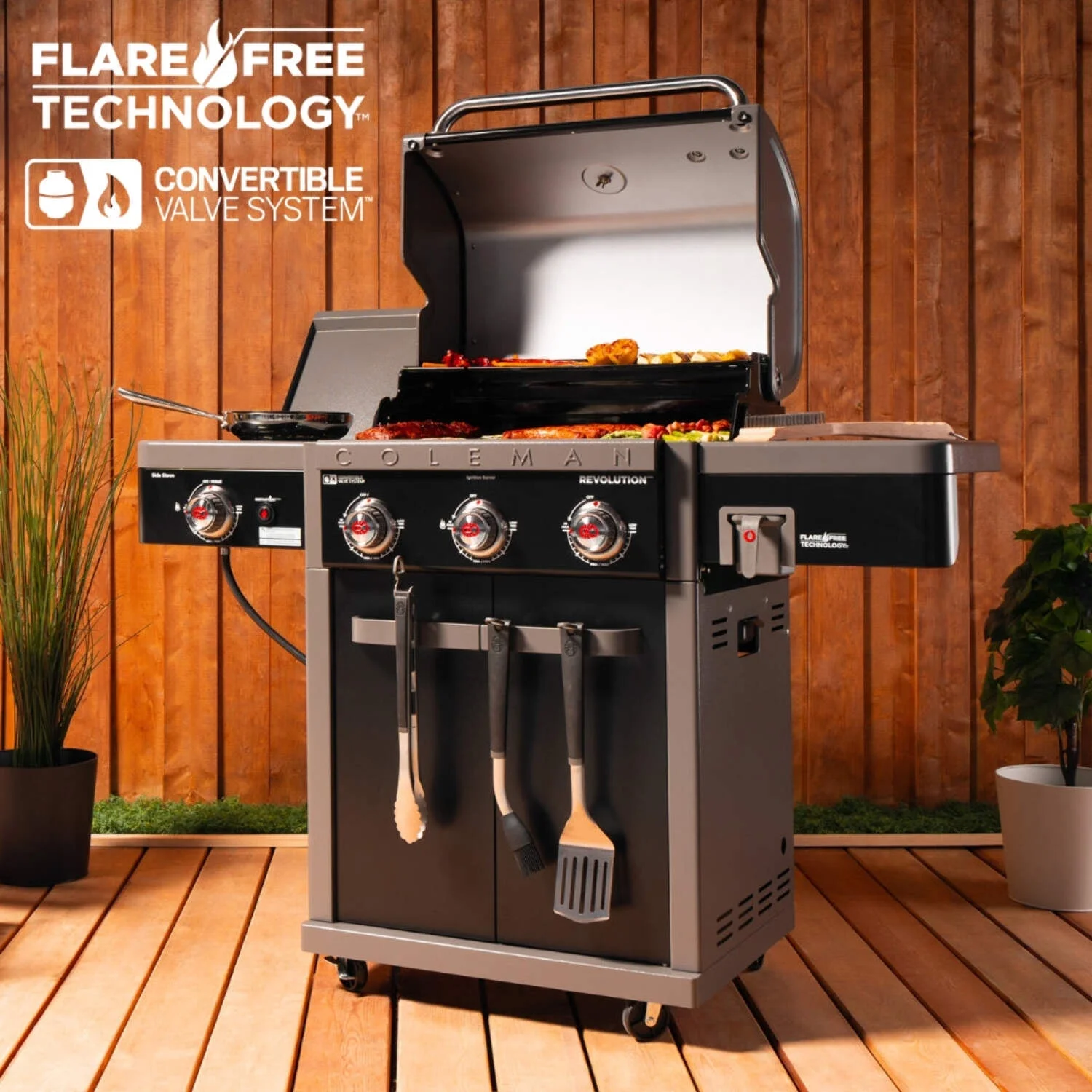 Coleman® Revolution™ 3-Burner Gas Grill - Flare-Free Technology, 58,000 BTU, Stainless Steel BBQ
